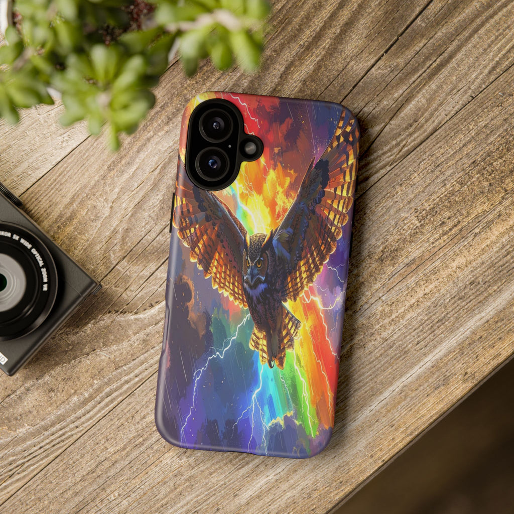 Thunderwing: Ethereal Owl in Electric Storm, Digital Fantasy Artwork - L’Art Suprême Phone Case