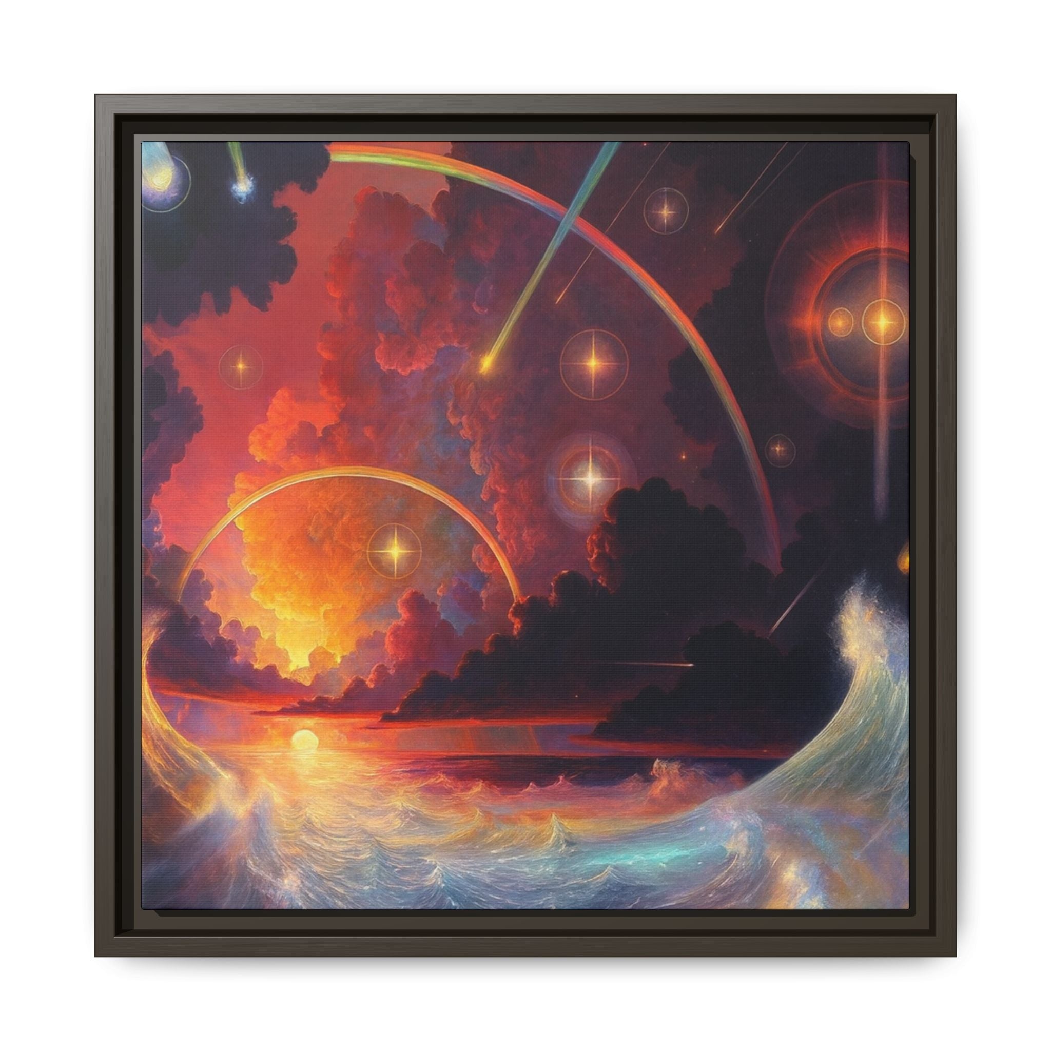 "Celestial Tides" – Framed Canvas Print