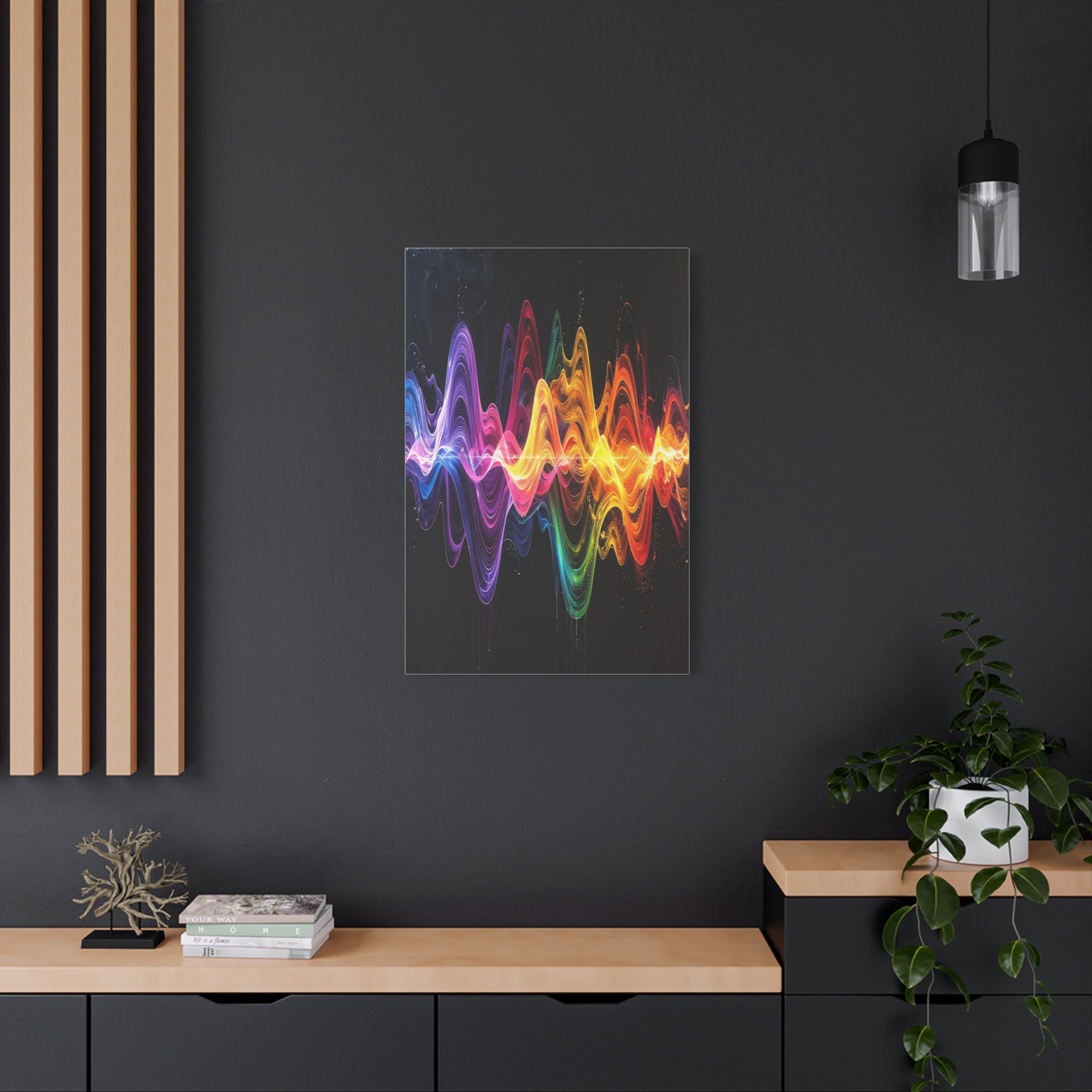 Sonic Spectrum: Digital Sound Wave Visualization, Color Gradient Artwork - L’Art Suprême Canvas