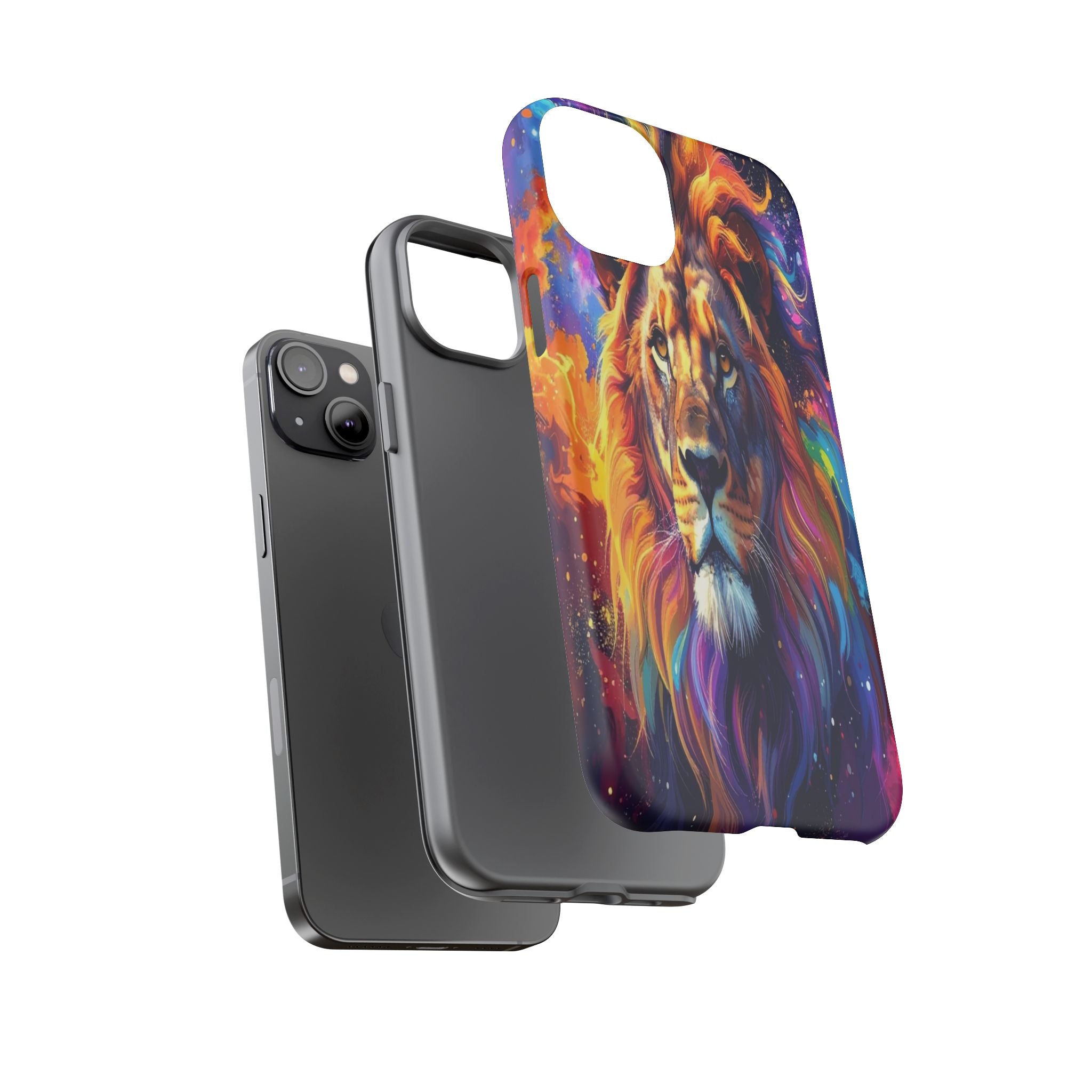 Cosmic Mane: Celestial Lion Portrait, Psychedelic Wildlife Art - L’Art Suprême Phone Case