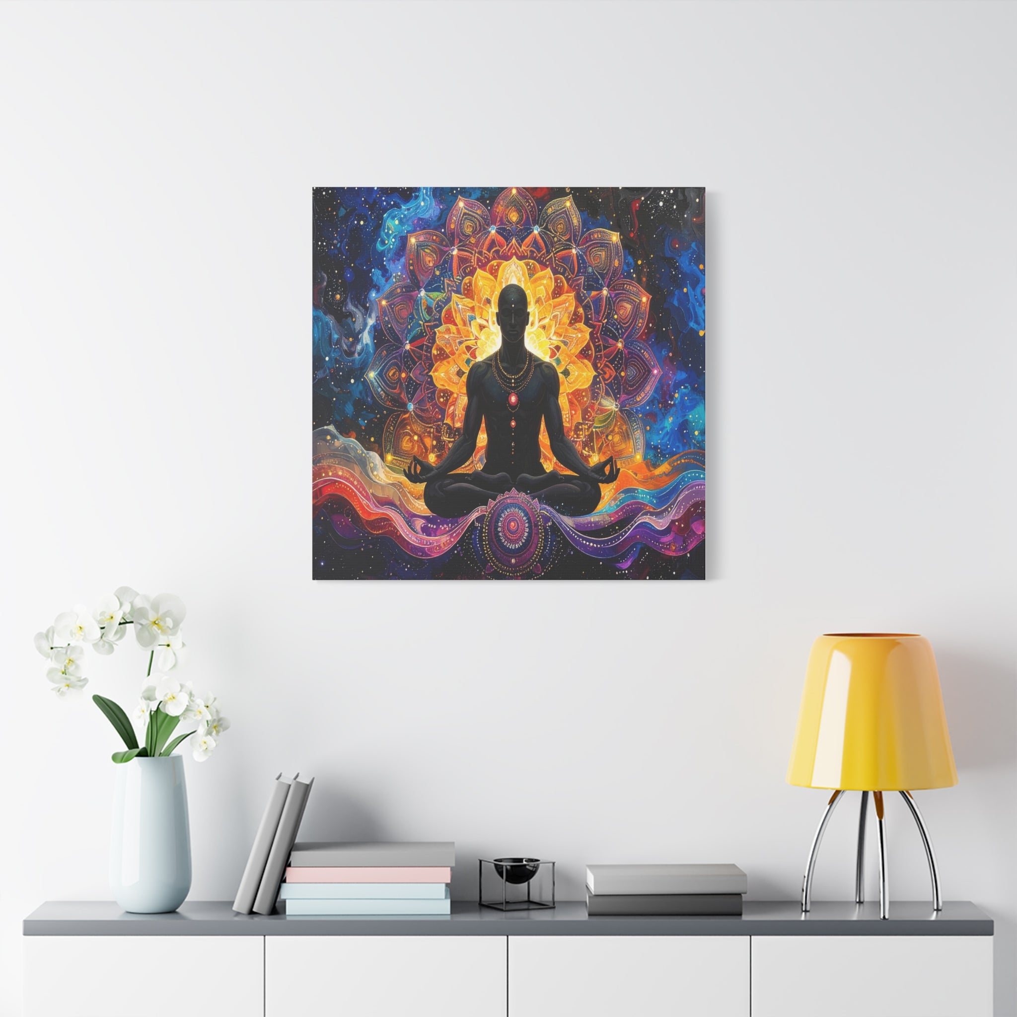 Cosmic Meditation: Spiritual Awakening through Mandala Art, Transcendent Chakra Visualization - L’Art Suprême Canvas