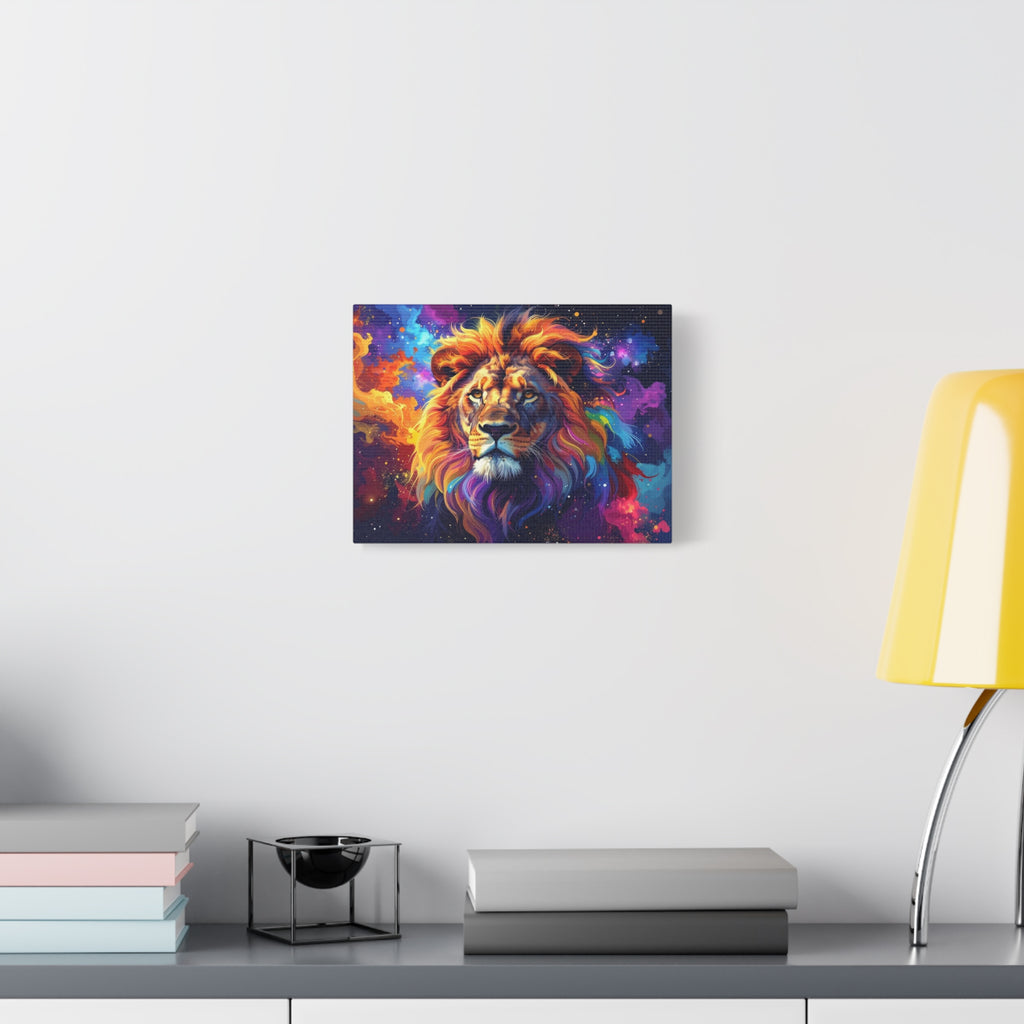 Cosmic Mane: Celestial Lion Portrait, Digital Cosmic Artwork - L’Art Suprême Canvas