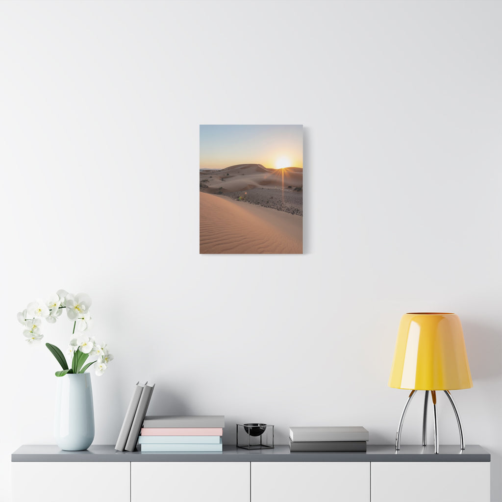 Daybreak in the Desert: Golden Sands at Sunrise, Arid Landscape Panorama - L’Art Suprême Canvas