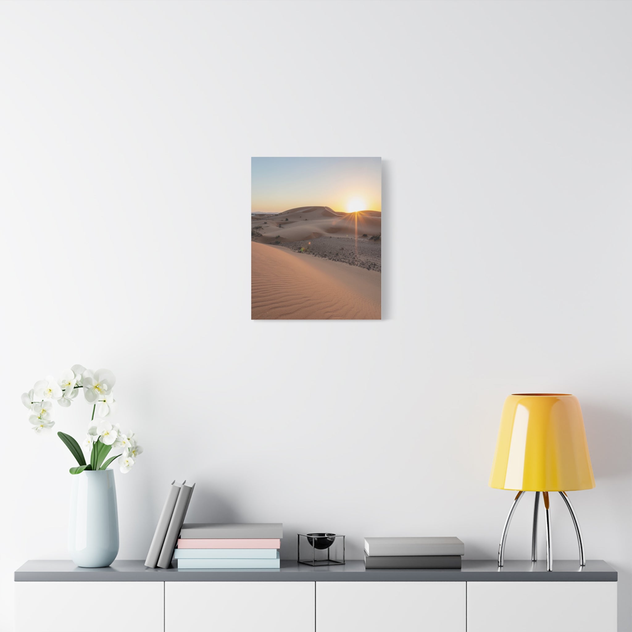 Daybreak in the Desert: Golden Sands at Sunrise, Arid Landscape Panorama - L’Art Suprême Canvas