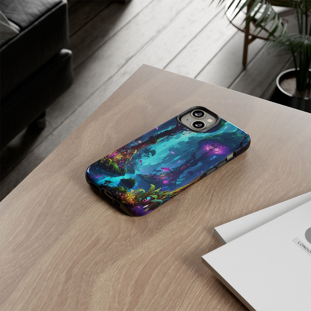 Bioluminescent Dreamscape: Ethereal Forest Fantasy, Digital Luminescence Illustration - L’Art Suprême Phone Case