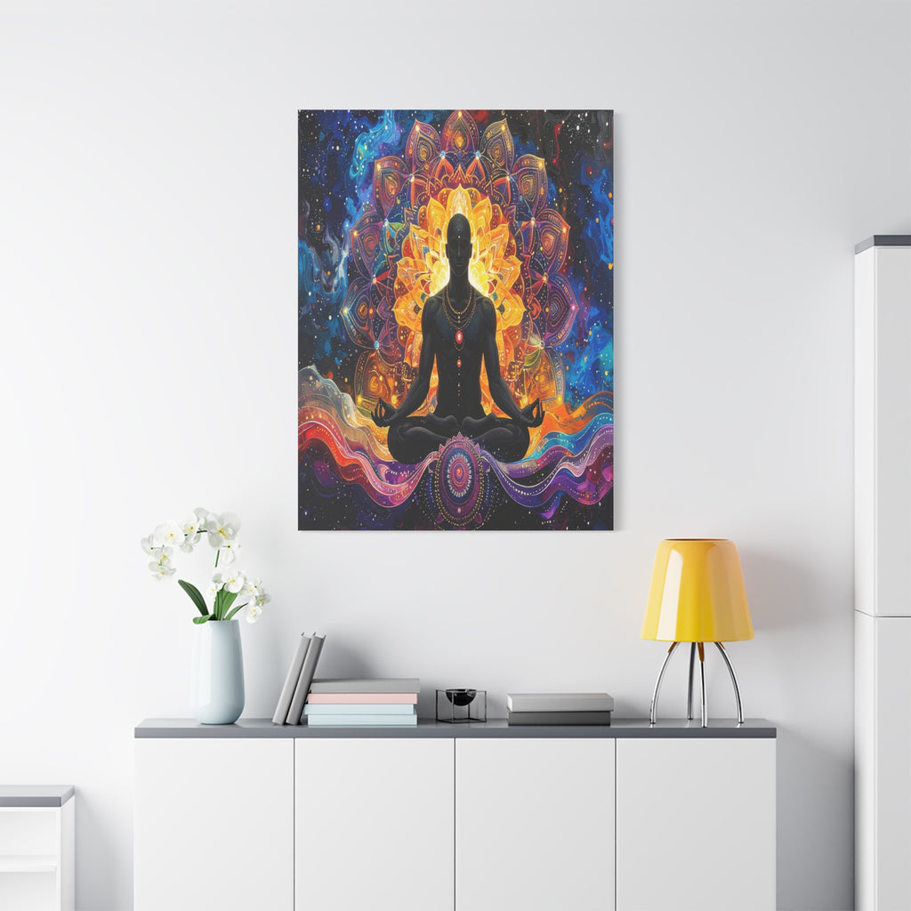 Cosmic Meditation: Spiritual Awakening through Mandala Art, Transcendent Chakra Visualization - L’Art Suprême Canvas
