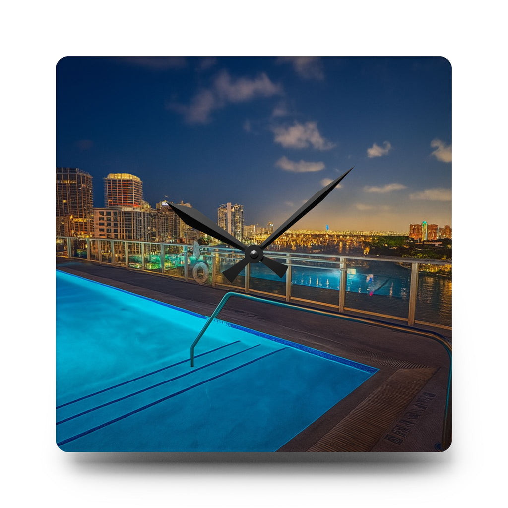 "Skyline Reflections" – Acrylic Wall Clock