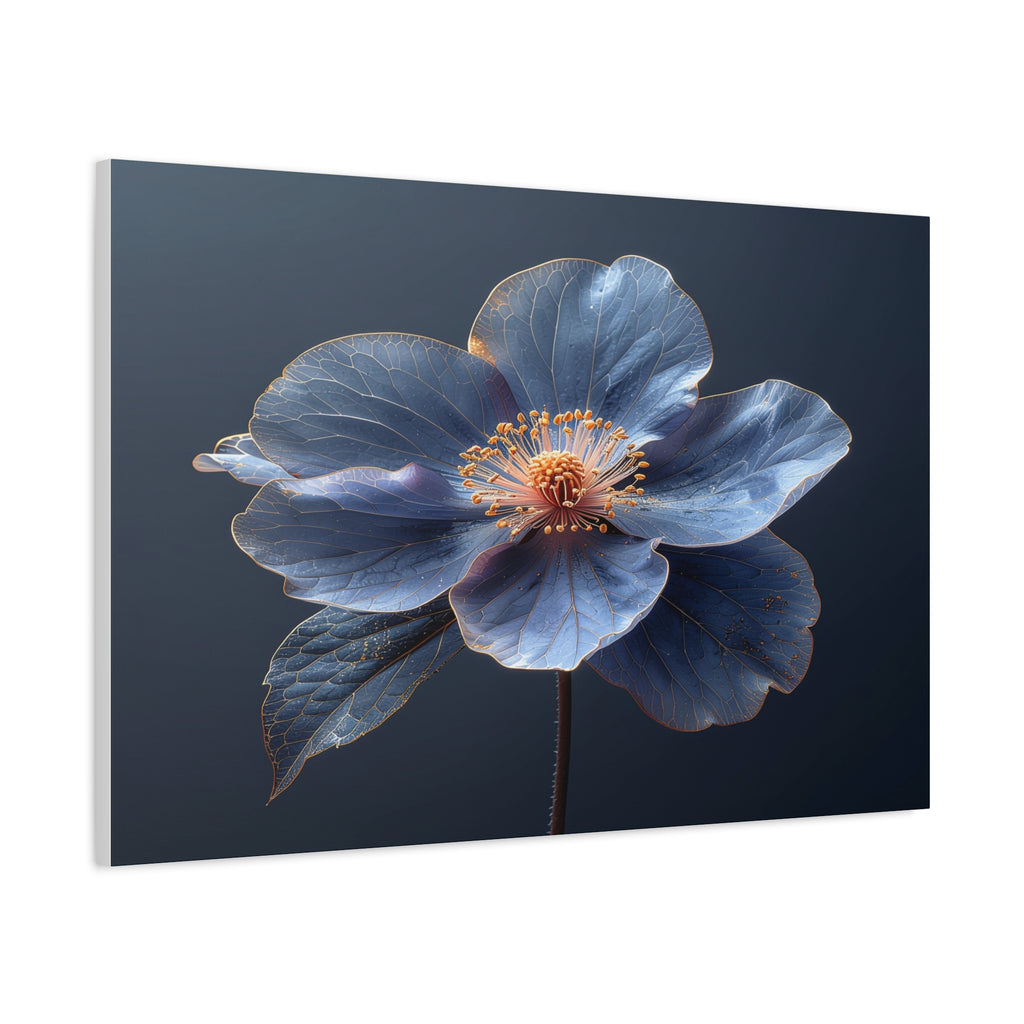 Ethereal Blue: Macro Botanical Photography, Delicate Floral Veins - L’Art Suprême Canvas