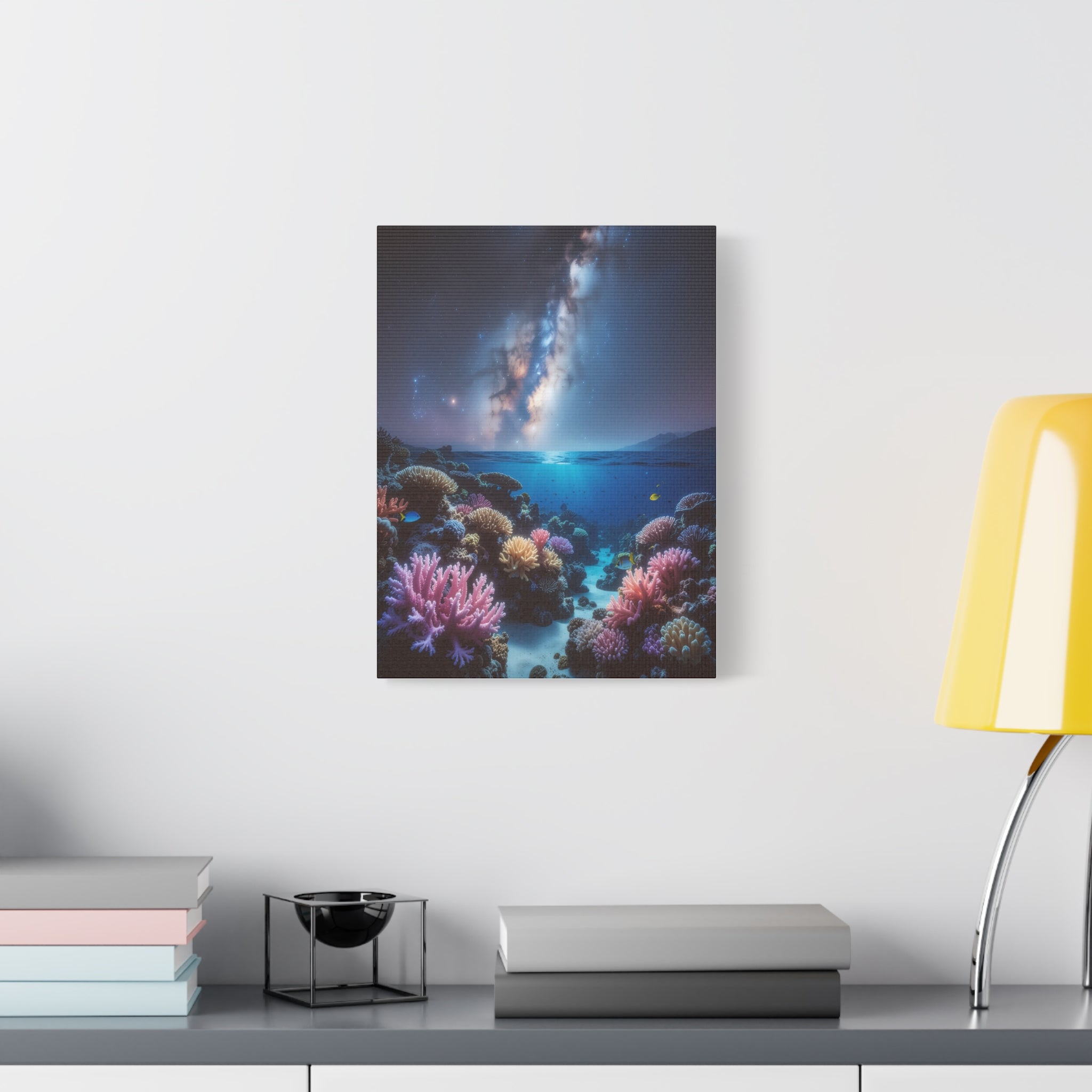 Cosmic Reef Harmony: Underwater Seascape Panorama, Milky Way Marine Dreamscape - L’Art Suprême Canvas