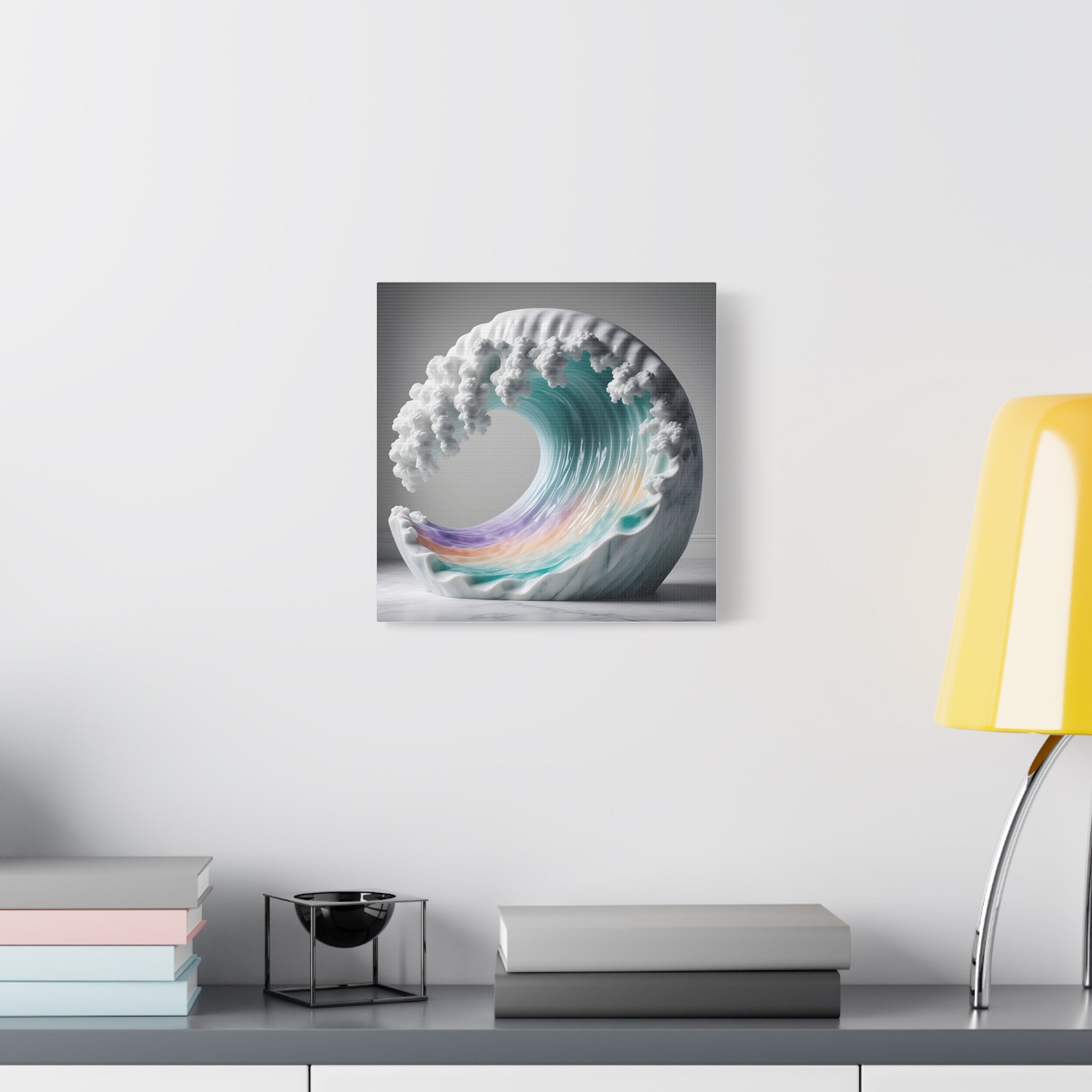 Oceanic Euphoria: Marble Wave Sculpture, Ethereal Aquatic Art - L’Art Suprême Canvas