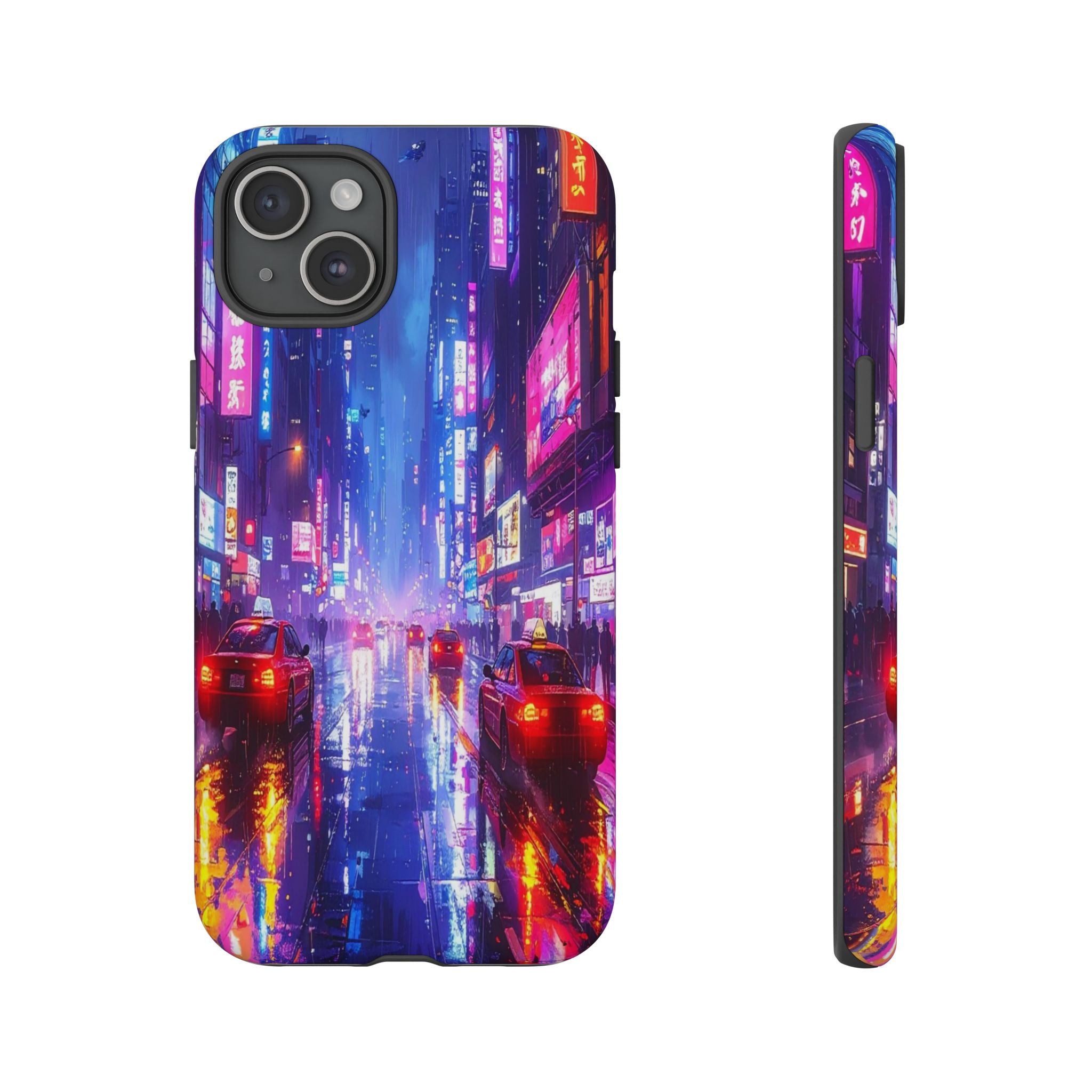 Neon Dystopia: Cyberpunk Metropolis, Urban Night Reflections - L’Art Suprême Phone Case