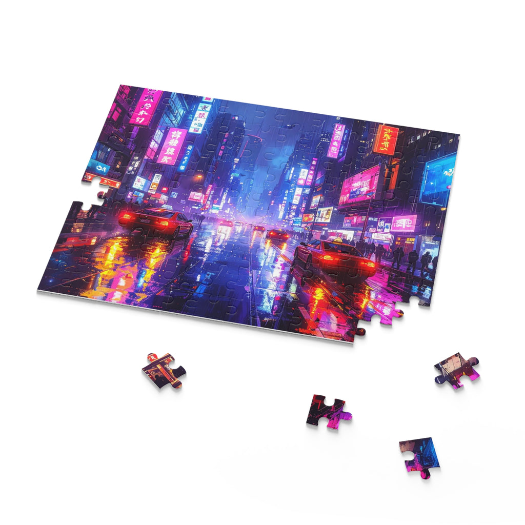 Neon Nocturne: Cyberpunk Cityscape, Digital Urban Dreamscape -  L'Art Puzzle