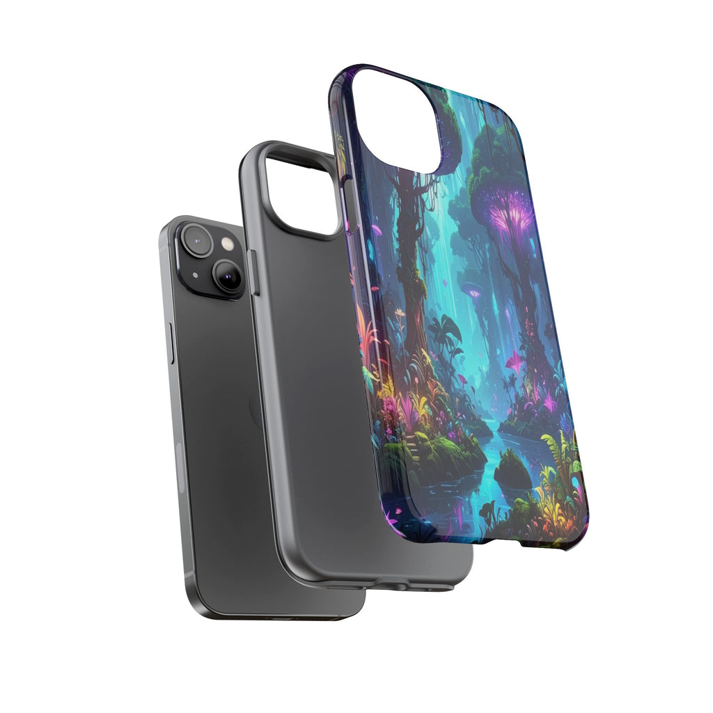 Bioluminescent Dreamscape: Ethereal Forest Fantasy, Digital Luminescence Illustration - L’Art Suprême Phone Case