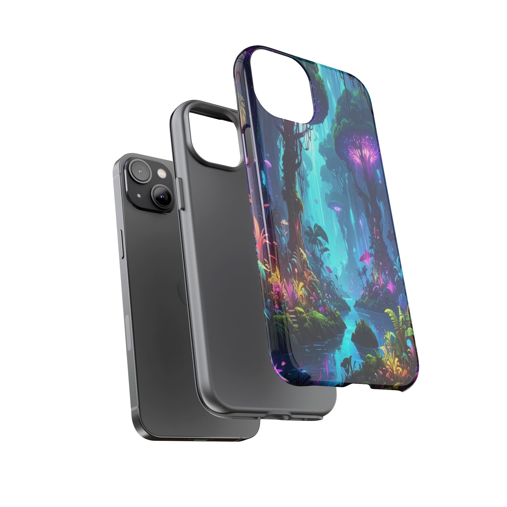Bioluminescent Dreamscape: Ethereal Forest Fantasy, Digital Luminescence Illustration - L’Art Suprême Phone Case
