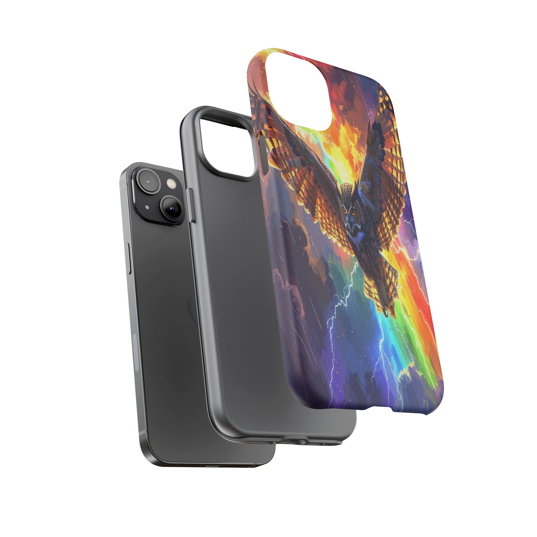 Thunderwing: Ethereal Owl in Electric Storm, Digital Fantasy Artwork - L’Art Suprême Phone Case
