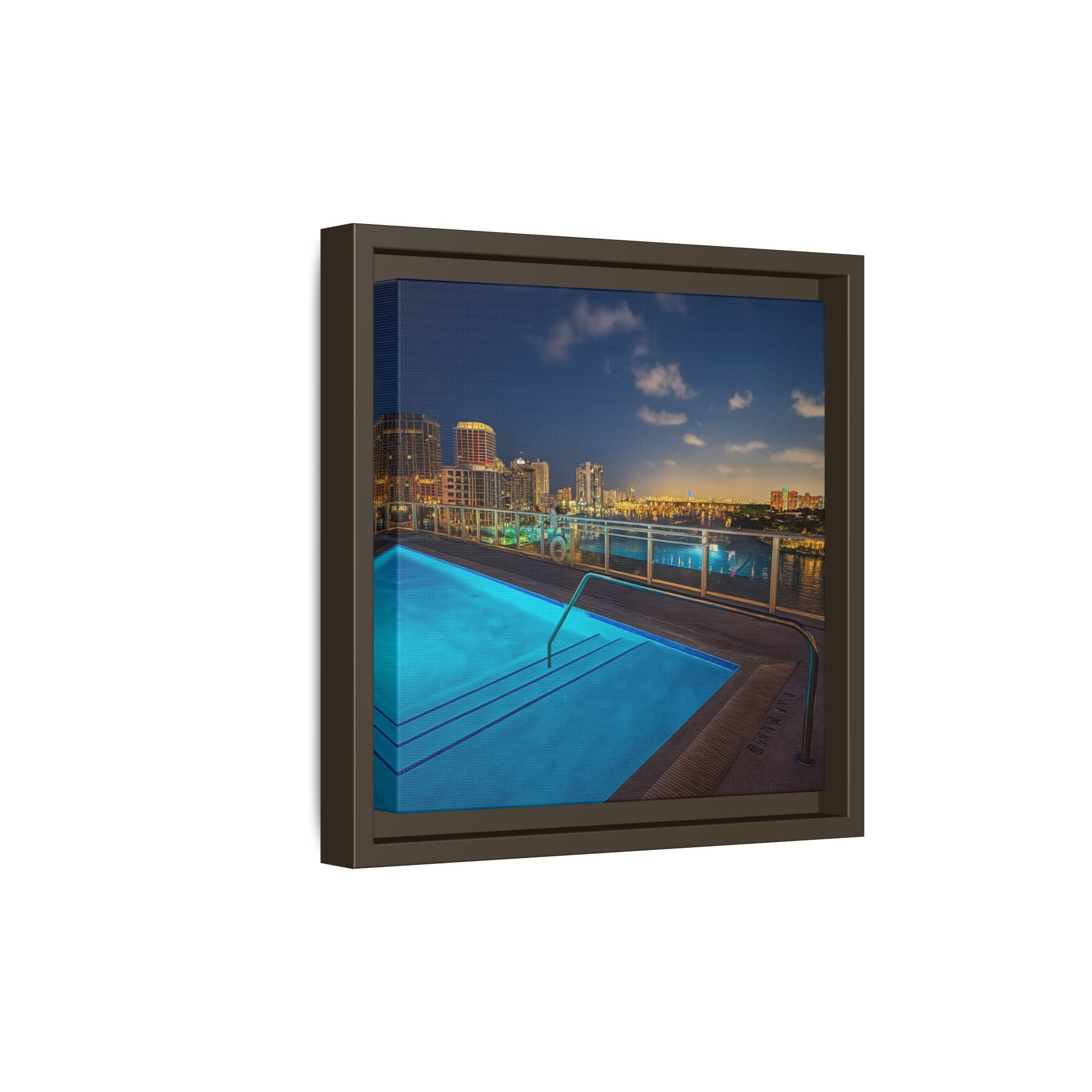 "Skyline Reflections" – Framed Canvas Print
