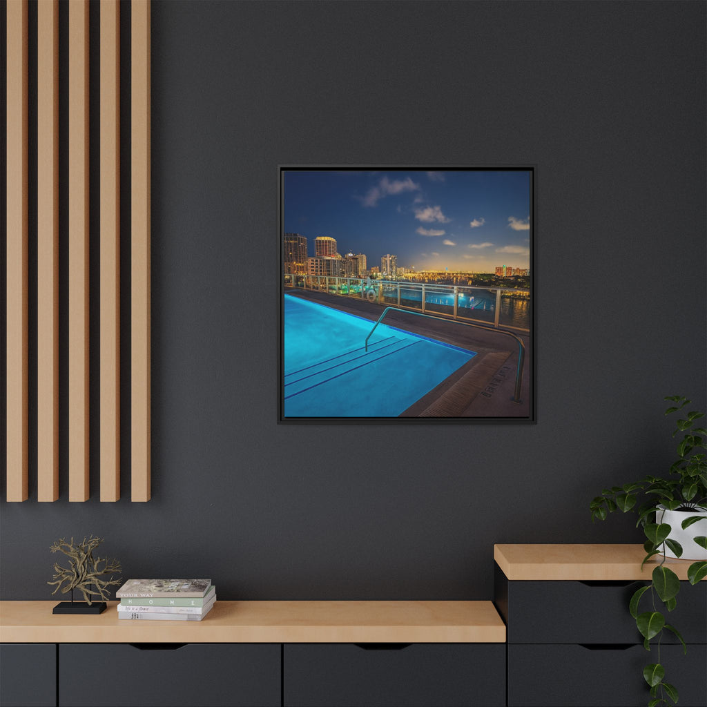 "Skyline Reflections" – Framed Canvas Print