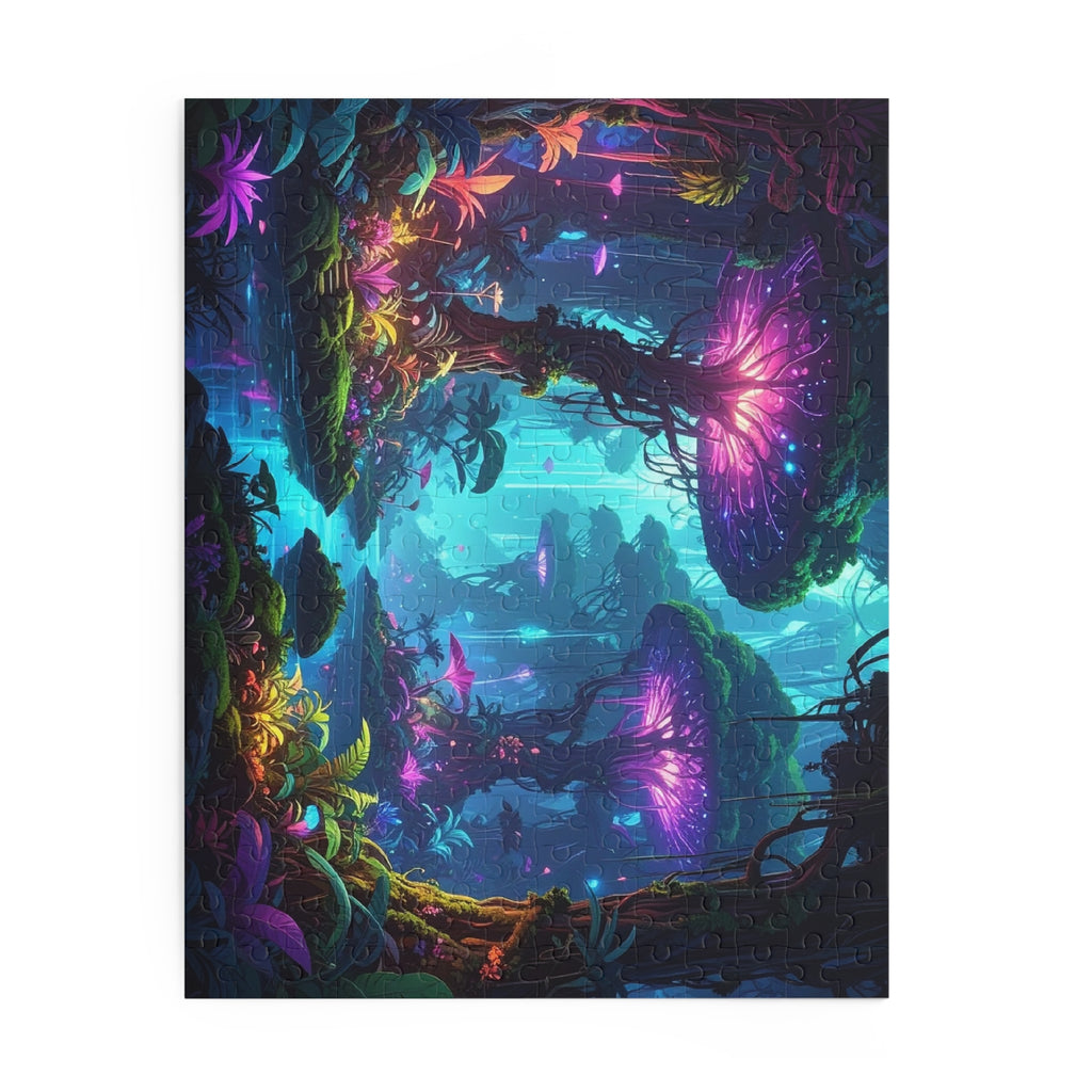 Luminescent Realms: Bioluminescent Forest Dreamscape, Sci-Fi Fantasy Digital Art -  L'Art Puzzle