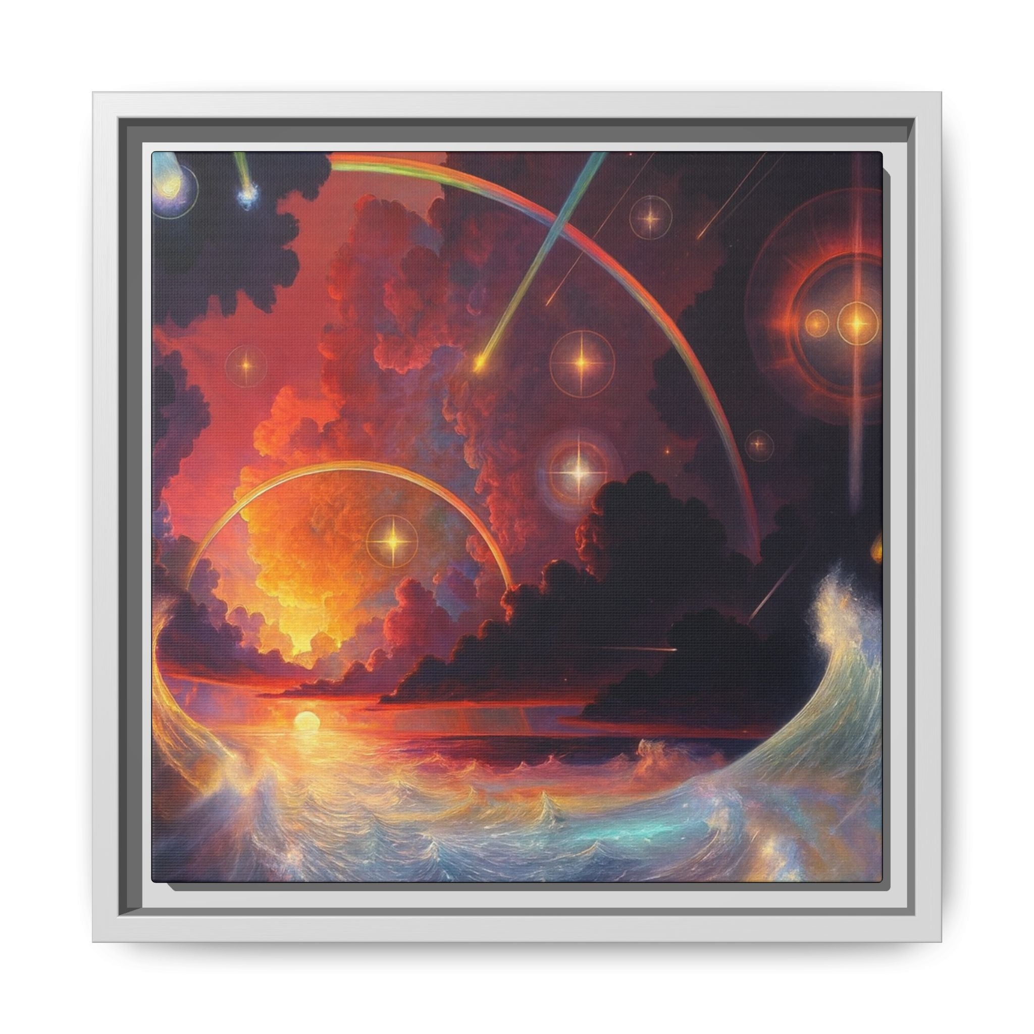 "Celestial Tides" – Framed Canvas Print