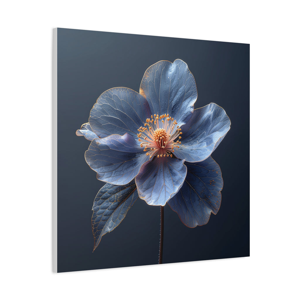 Ethereal Blue: Macro Botanical Photography, Delicate Floral Veins - L’Art Suprême Canvas