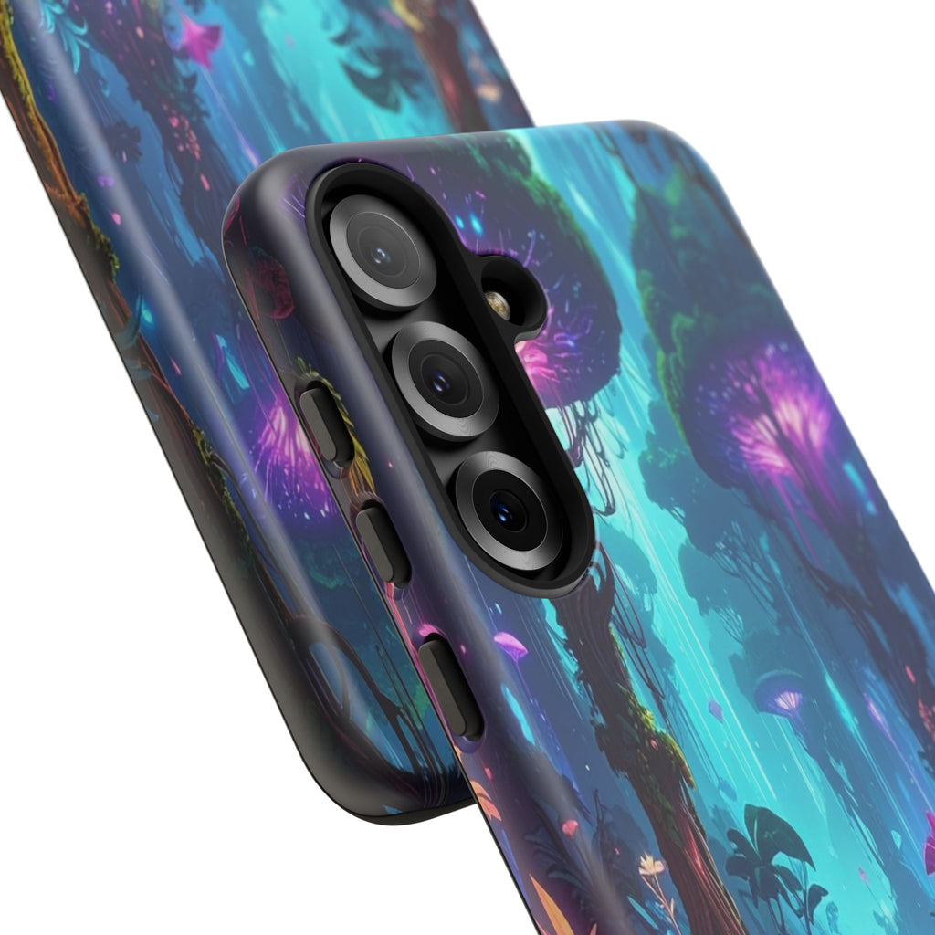 Bioluminescent Dreamscape: Ethereal Forest Fantasy, Digital Luminescence Illustration - L’Art Suprême Phone Case