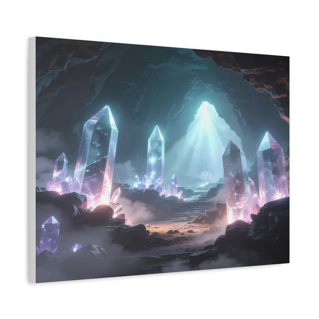 Crystal Reverie: Luminous Cavern Dreamscape, Ethereal Digital Fantasy Art - L’Art Suprême Canvas