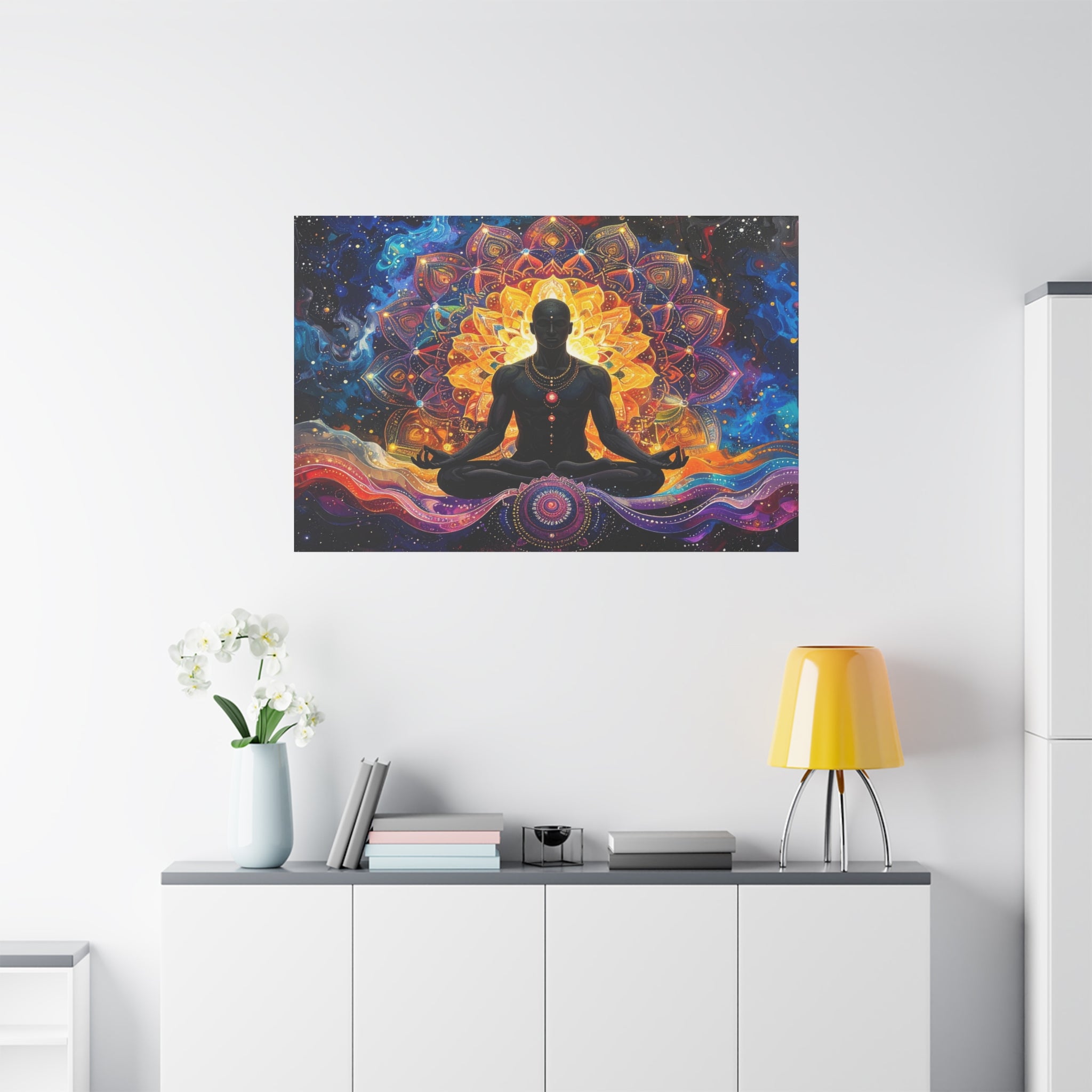 Cosmic Meditation: Spiritual Awakening through Mandala Art, Transcendent Chakra Visualization - L’Art Suprême Canvas