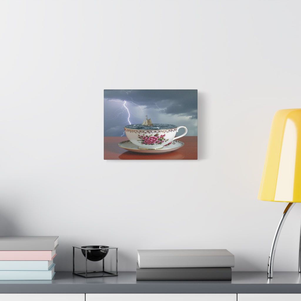 Tempest in a Teacup: Surreal Maritime Digital Art, Porcelain Seascape Narrative - L’Art Suprême Canvas