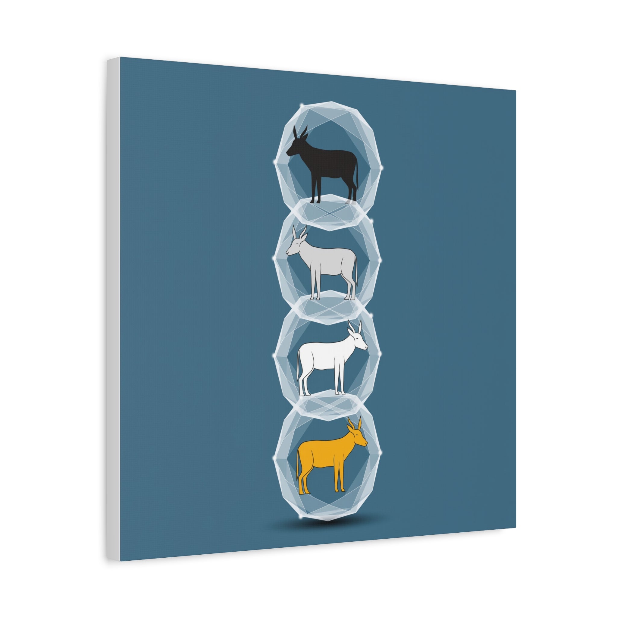 Encapsulated Ascent: Geometric Animal Silhouettes, Minimal Vertical Progression - L’Art Suprême Canvas