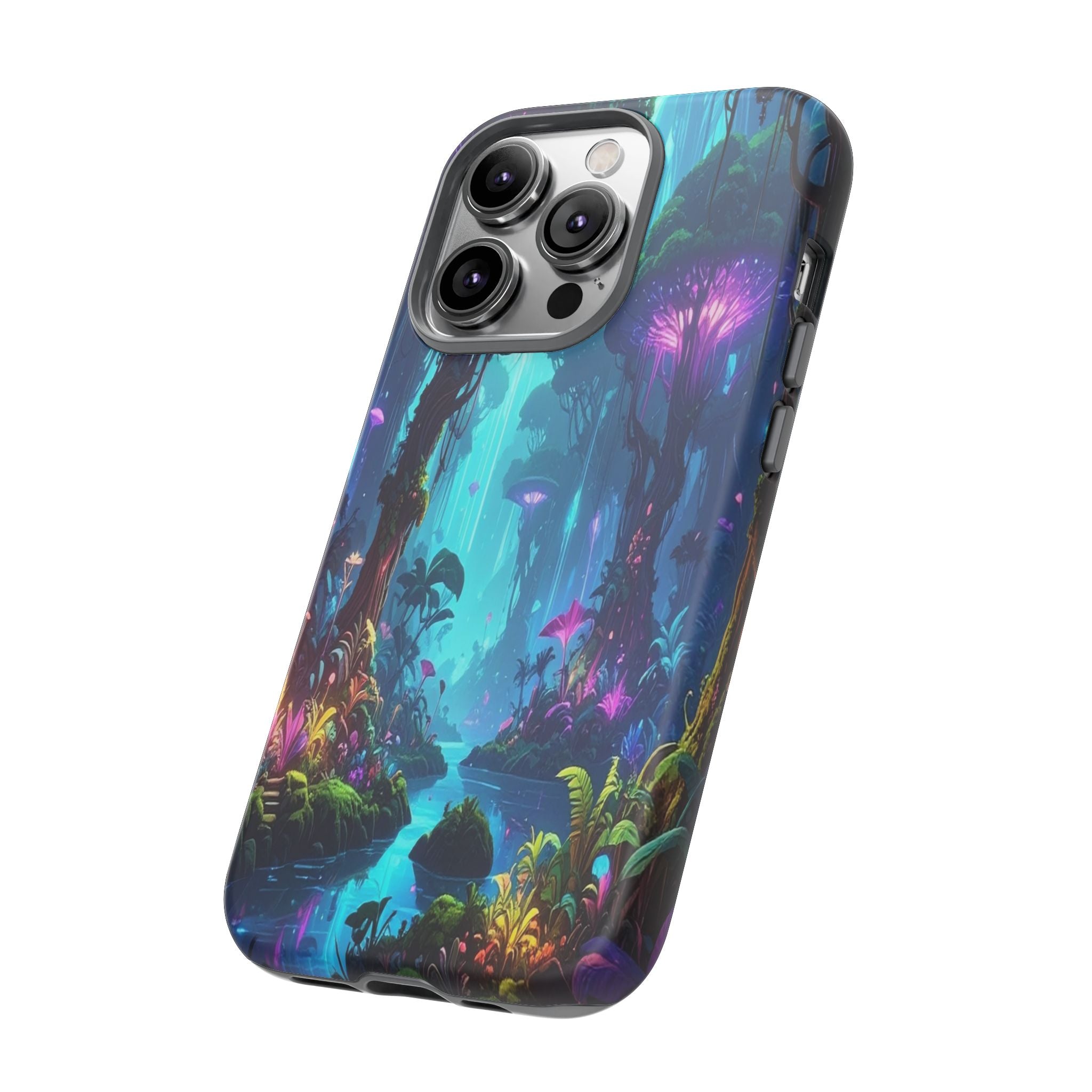 Bioluminescent Dreamscape: Ethereal Forest Fantasy, Digital Luminescence Illustration - L’Art Suprême Phone Case