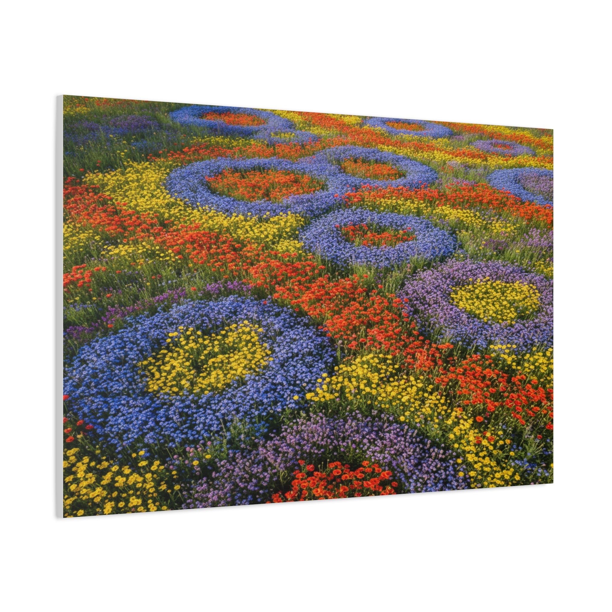 Geometric Garden: Kaleidoscopic Floral Landscape, Vibrant Botanical Patterns - L’Art Suprême Canvas
