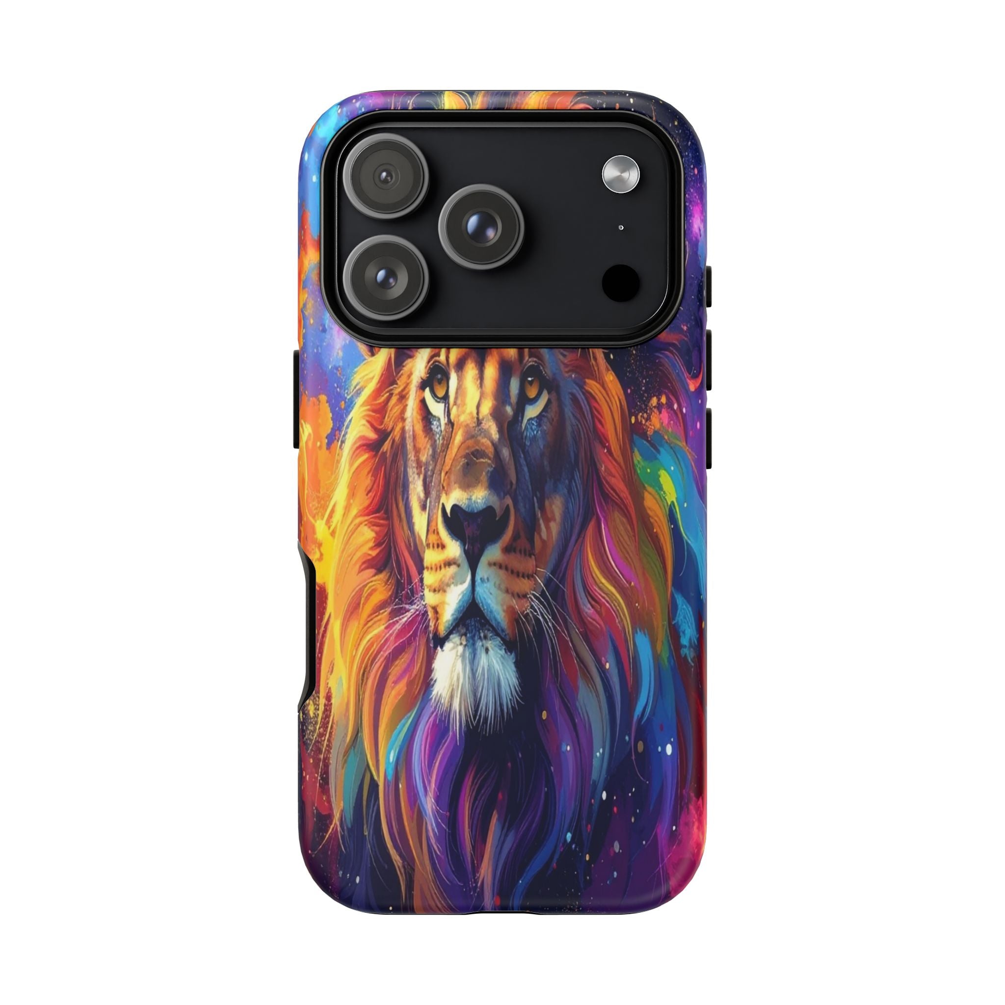 Cosmic Mane: Celestial Lion Portrait, Psychedelic Wildlife Art - L’Art Suprême Phone Case