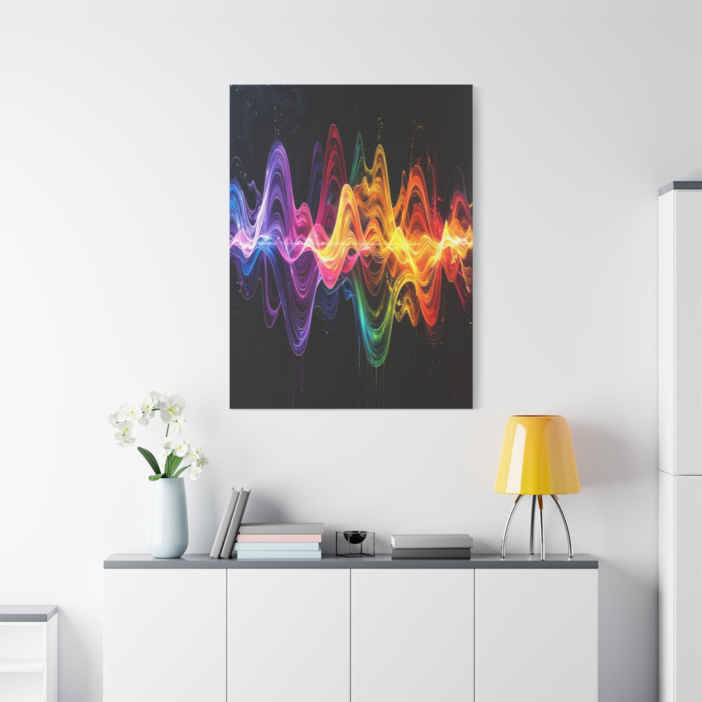 Sonic Spectrum: Digital Sound Wave Visualization, Color Gradient Artwork - L’Art Suprême Canvas