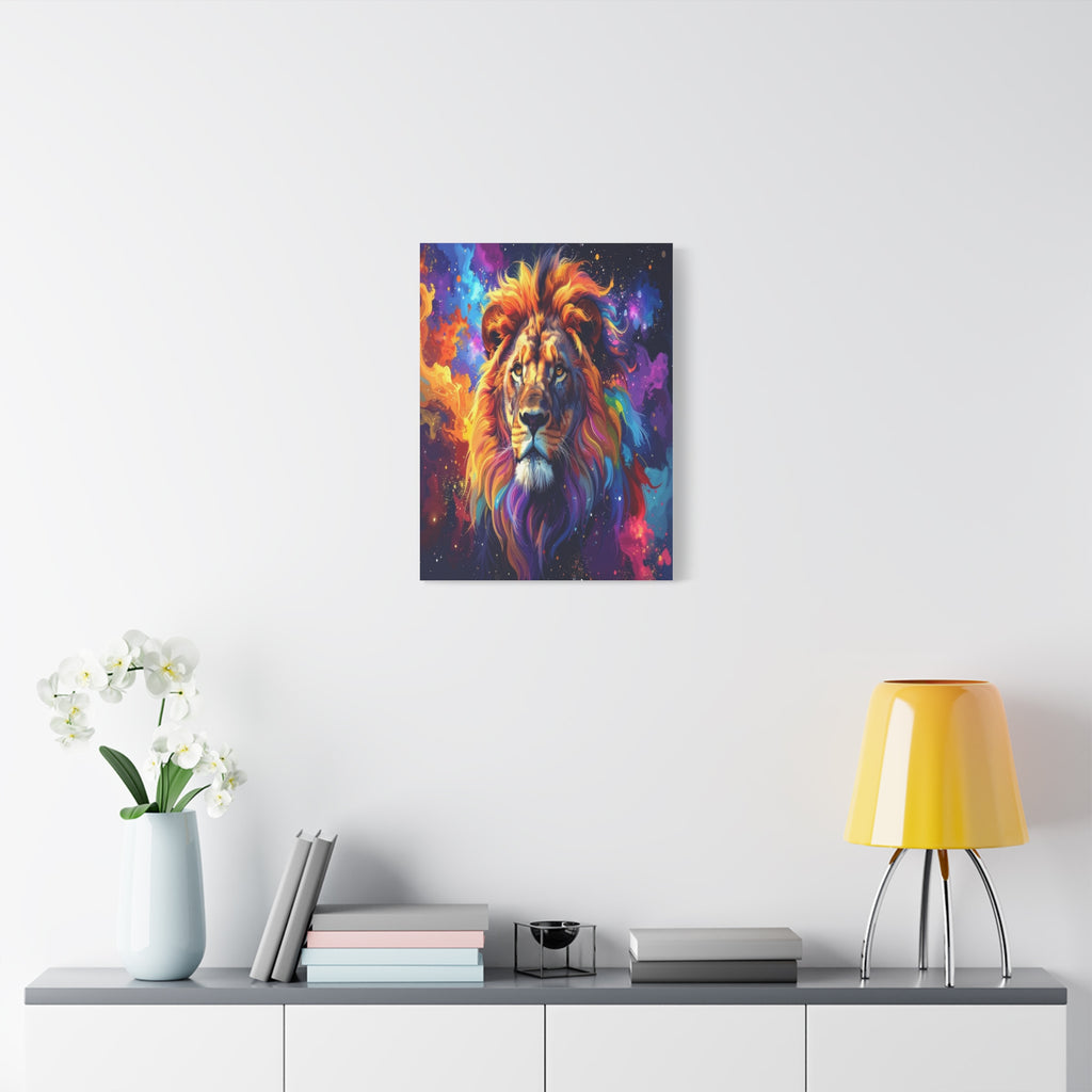 Cosmic Mane: Celestial Lion Portrait, Digital Cosmic Artwork - L’Art Suprême Canvas