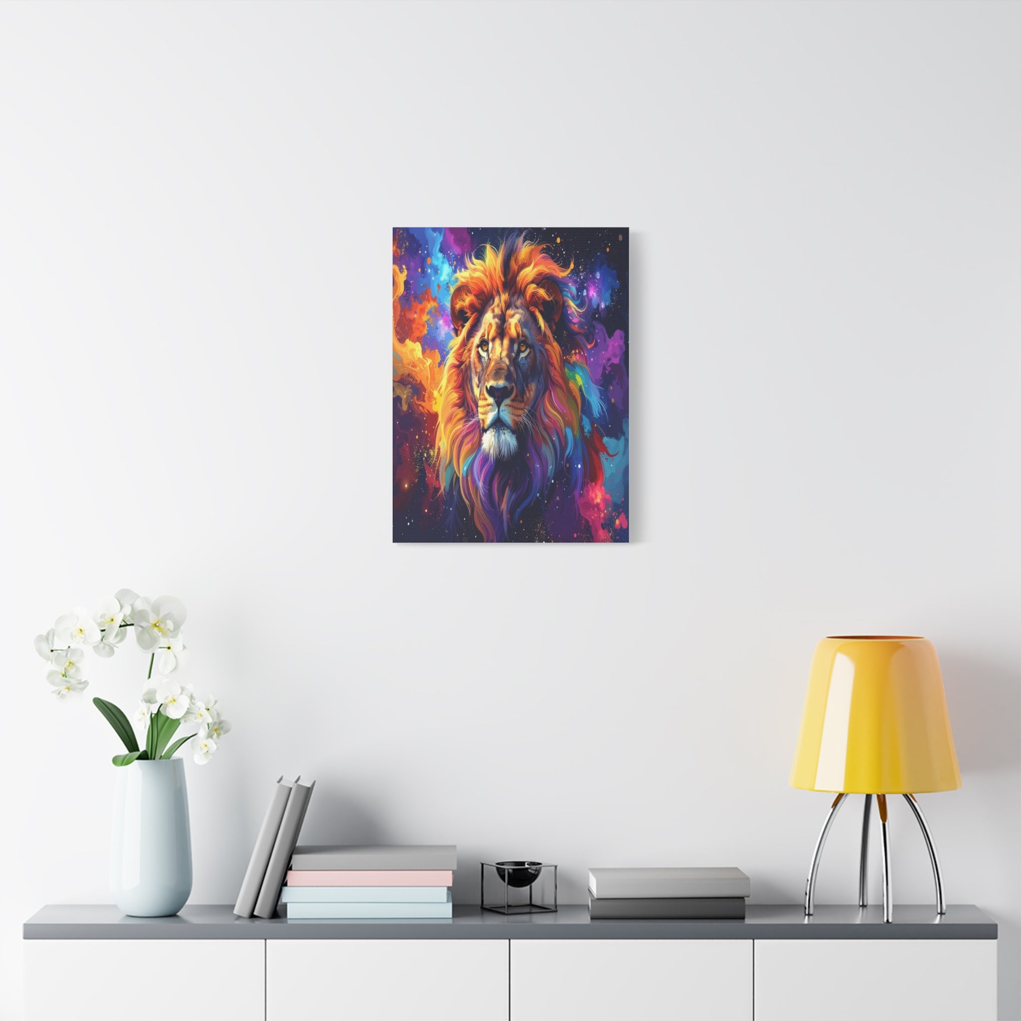 Cosmic Mane: Celestial Lion Portrait, Digital Cosmic Artwork - L’Art Suprême Canvas