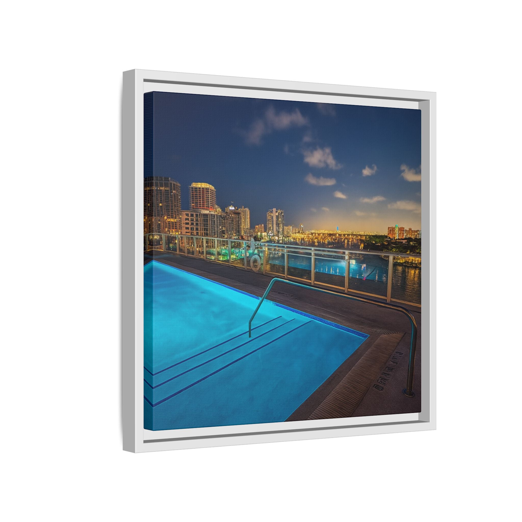 "Skyline Reflections" – Framed Canvas Print