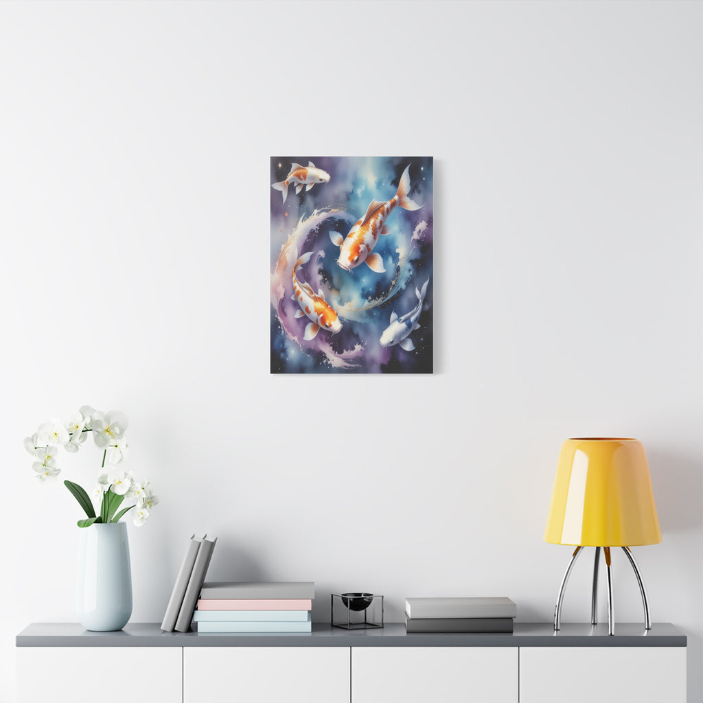 Cosmic Koi Symphony: Ethereal Underwater Space Journey, Digital Watercolor Fantasy - L’Art Suprême Canvas
