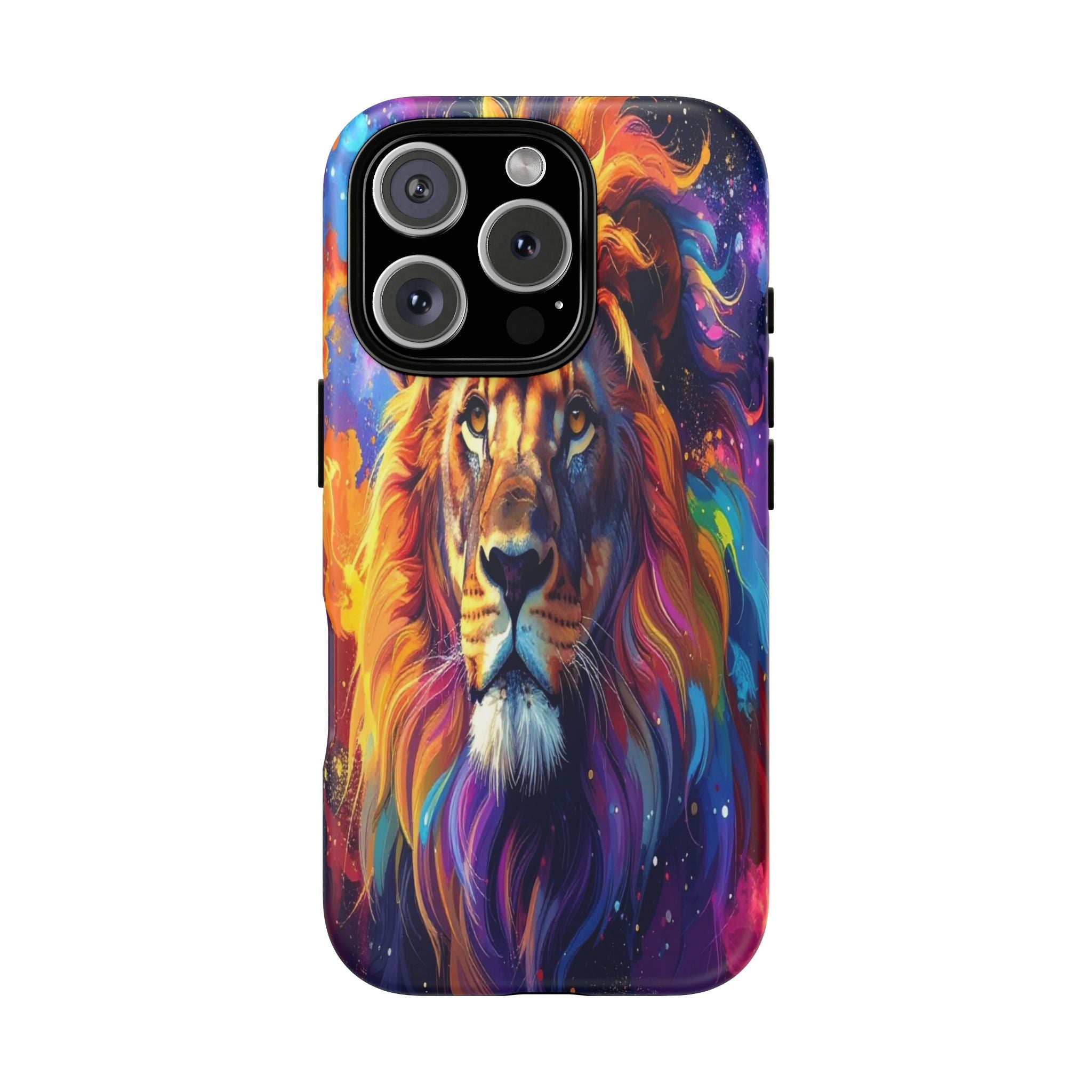 Cosmic Mane: Celestial Lion Portrait, Psychedelic Wildlife Art - L’Art Suprême Phone Case