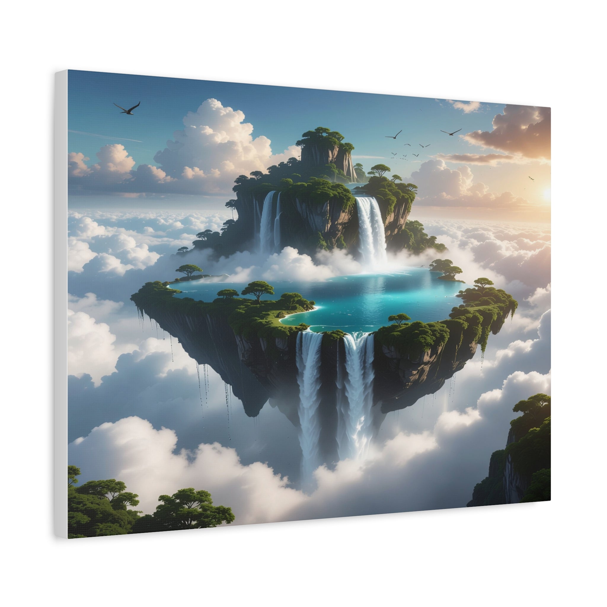 Celestial Archipelago: Floating Worlds of Mist and Stone, Digital Fantasy Landscape - L’Art Suprême Canvas