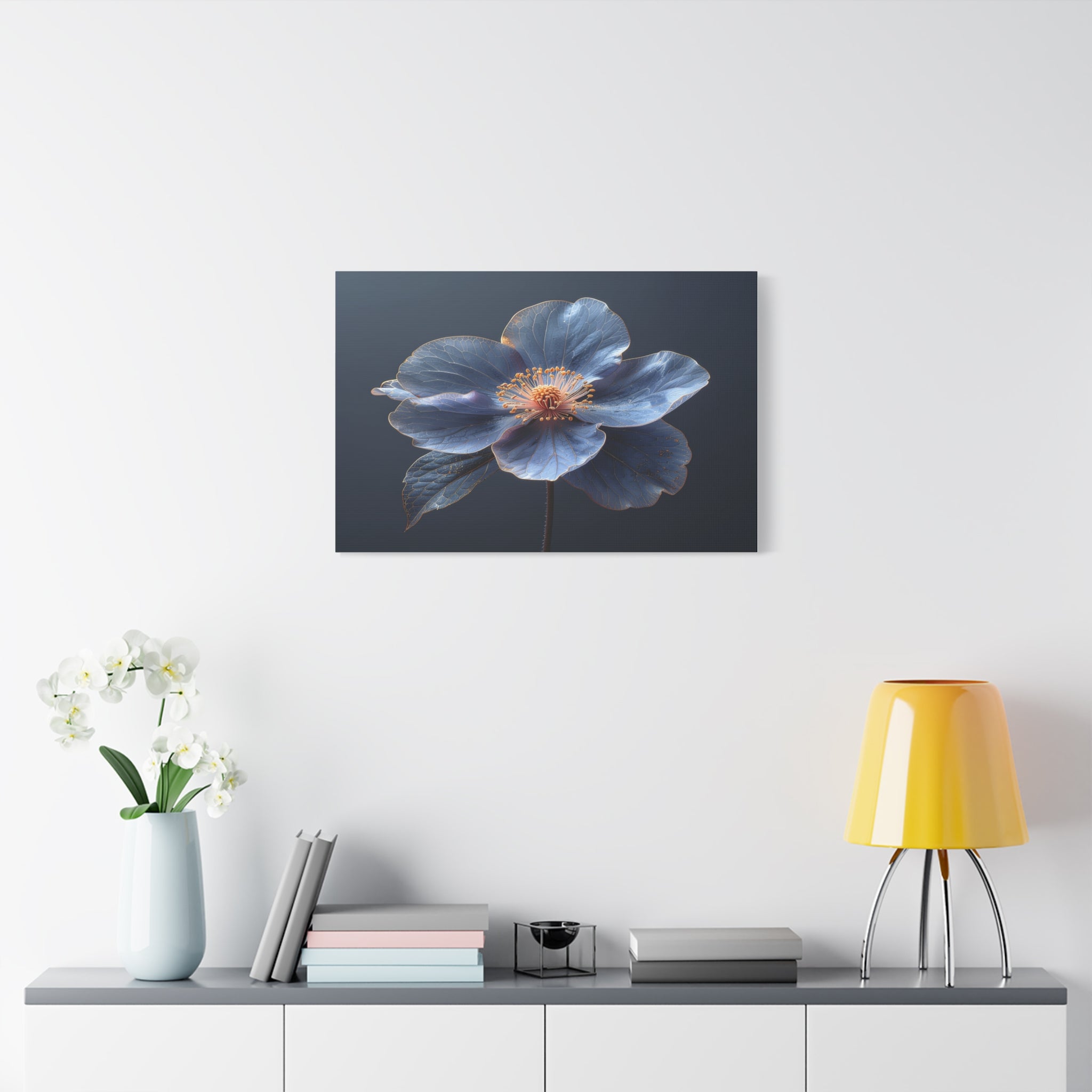 Ethereal Blue: Macro Botanical Photography, Delicate Floral Veins - L’Art Suprême Canvas