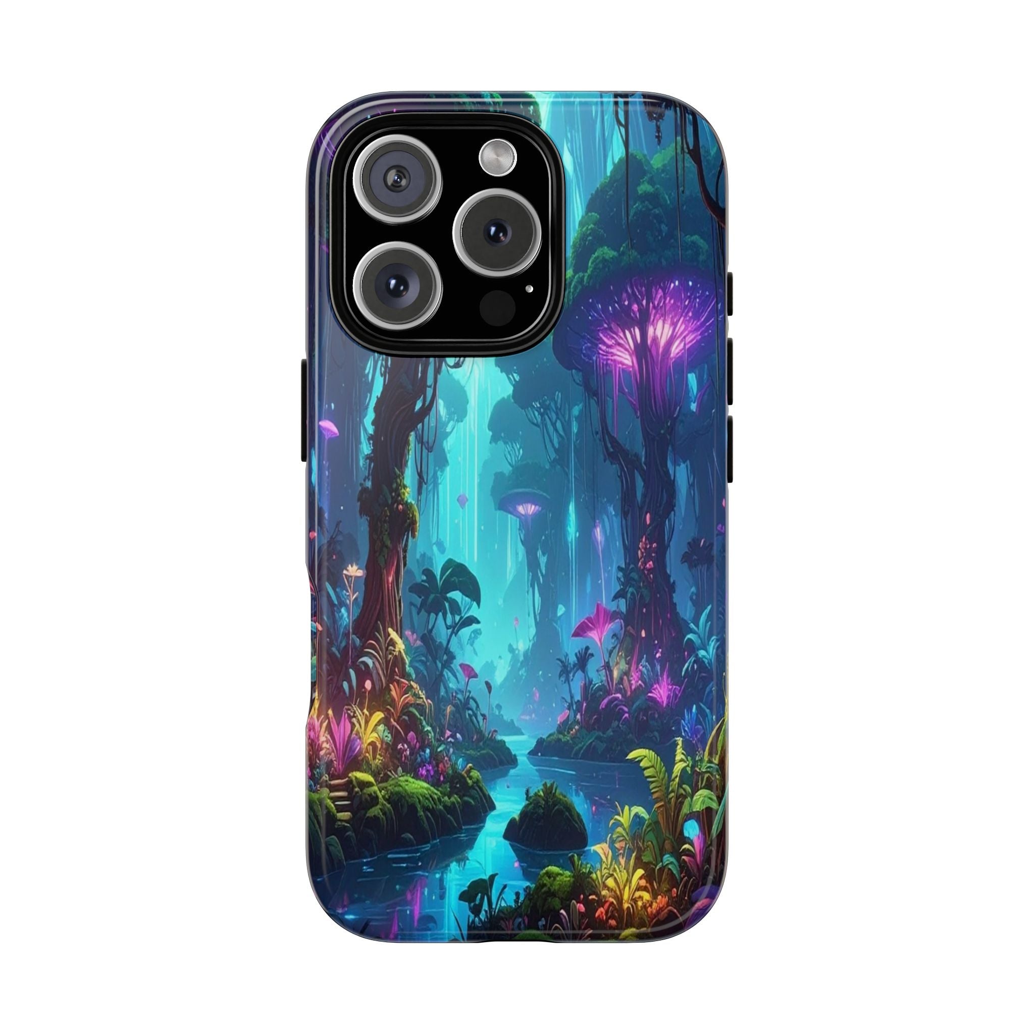 Bioluminescent Dreamscape: Ethereal Forest Fantasy, Digital Luminescence Illustration - L’Art Suprême Phone Case