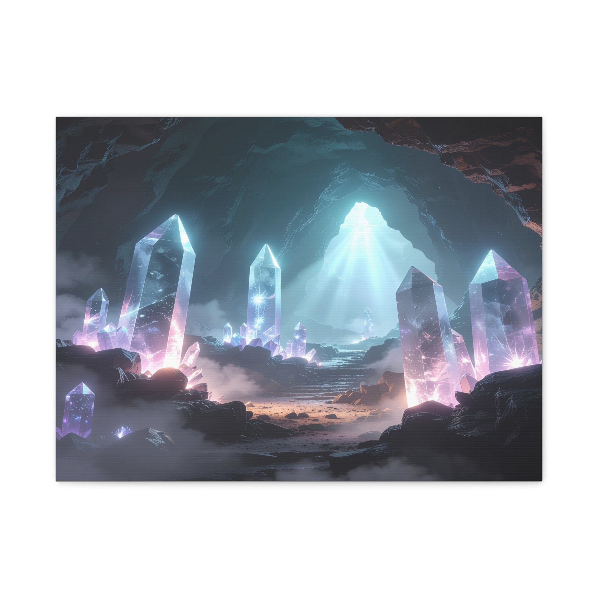 Crystal Reverie: Luminous Cavern Dreamscape, Ethereal Digital Fantasy Art - L’Art Suprême Canvas