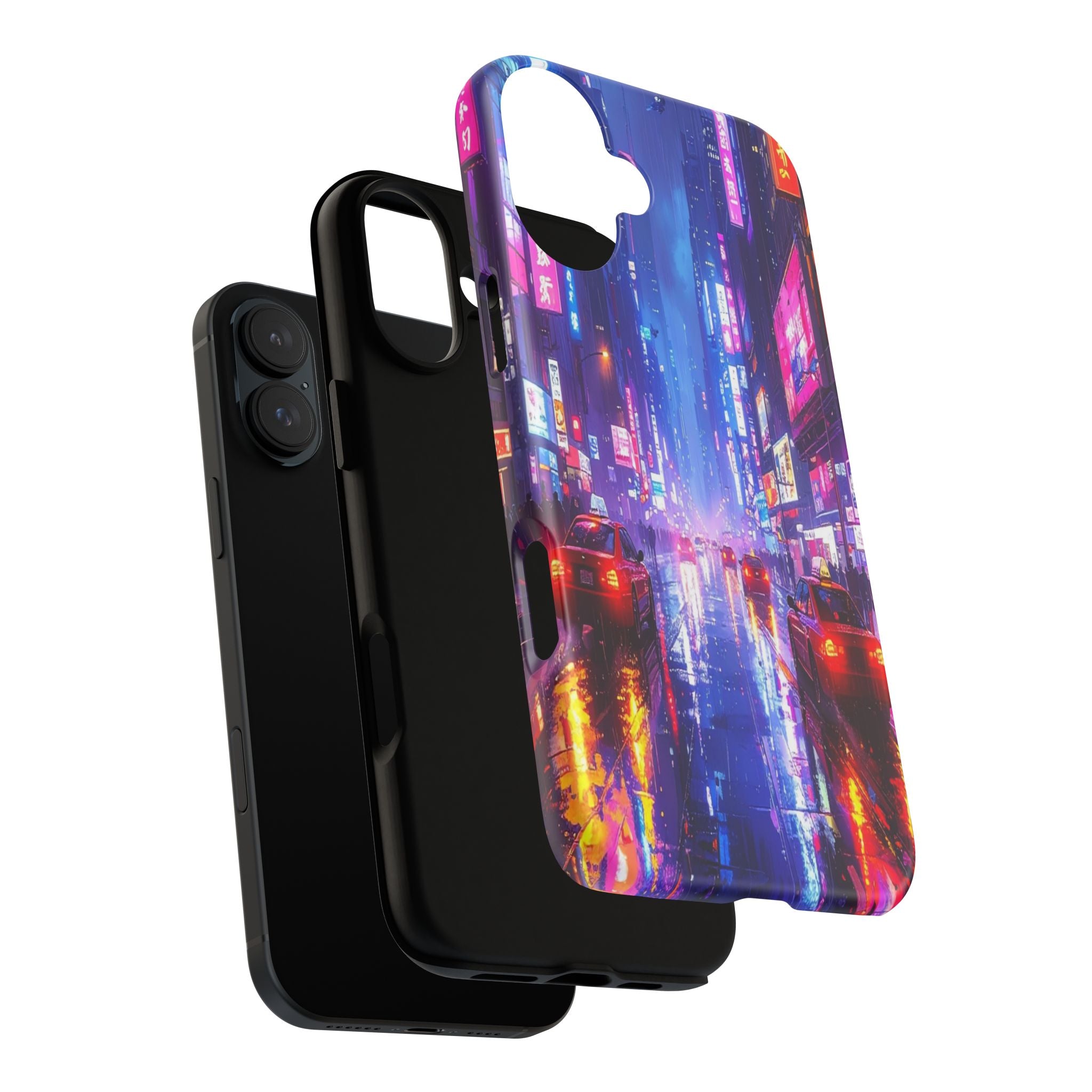Neon Dystopia: Cyberpunk Metropolis, Urban Night Reflections - L’Art Suprême Phone Case