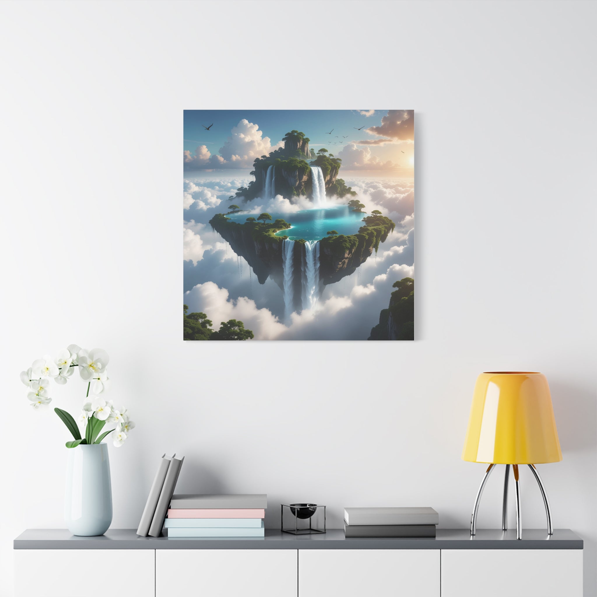 Celestial Archipelago: Floating Worlds of Mist and Stone, Digital Fantasy Landscape - L’Art Suprême Canvas