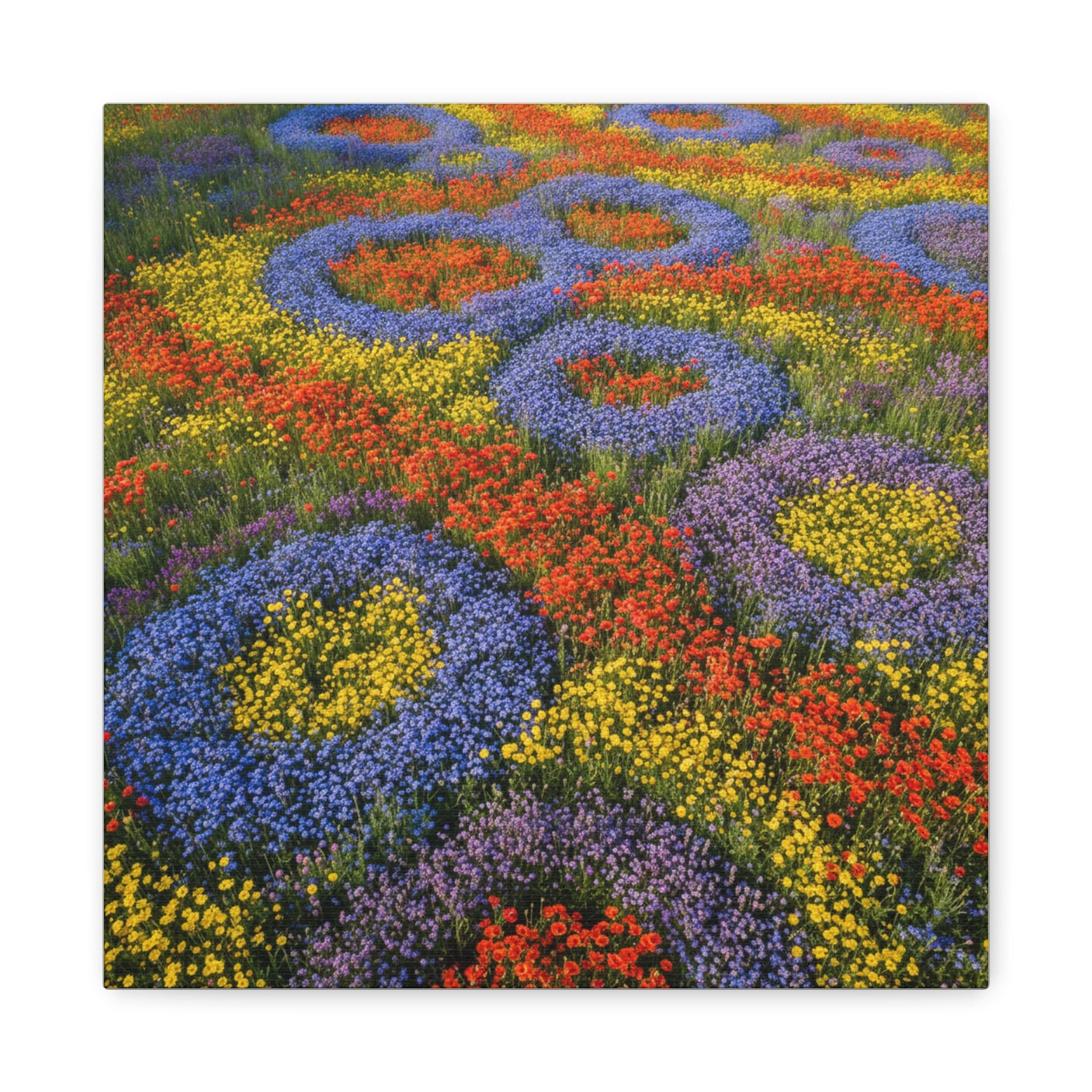 Geometric Garden: Kaleidoscopic Floral Landscape, Vibrant Botanical Patterns - L’Art Suprême Canvas