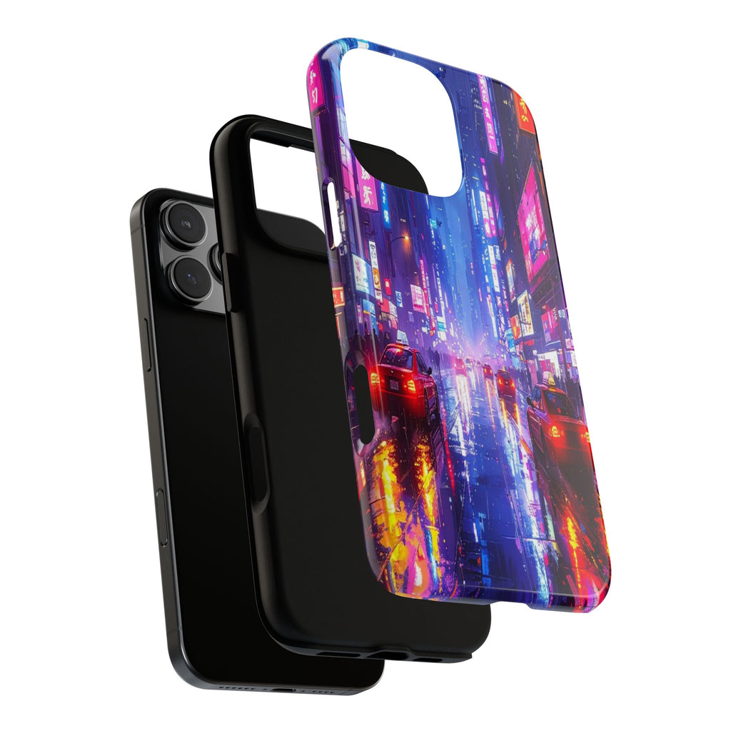 Neon Dystopia: Cyberpunk Metropolis, Urban Night Reflections - L’Art Suprême Phone Case