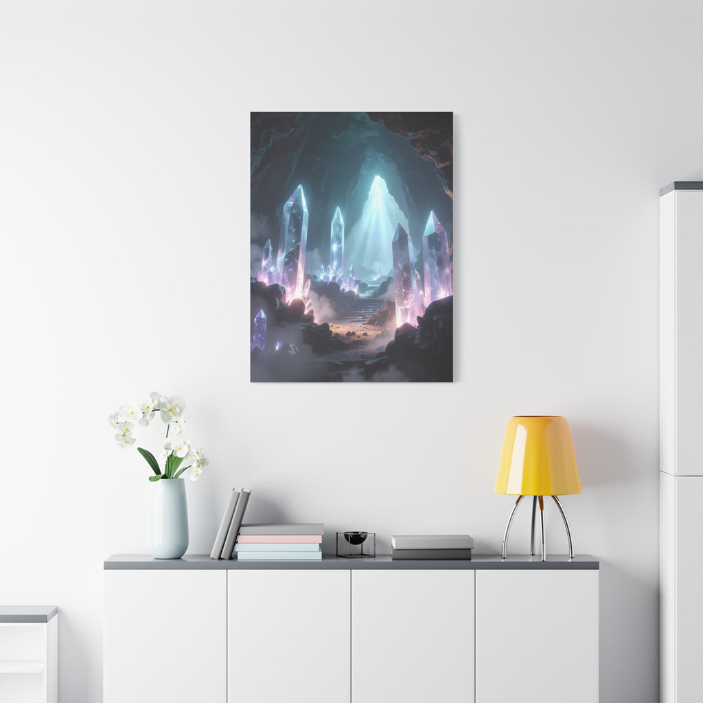 Crystal Reverie: Luminous Cavern Dreamscape, Ethereal Digital Fantasy Art - L’Art Suprême Canvas