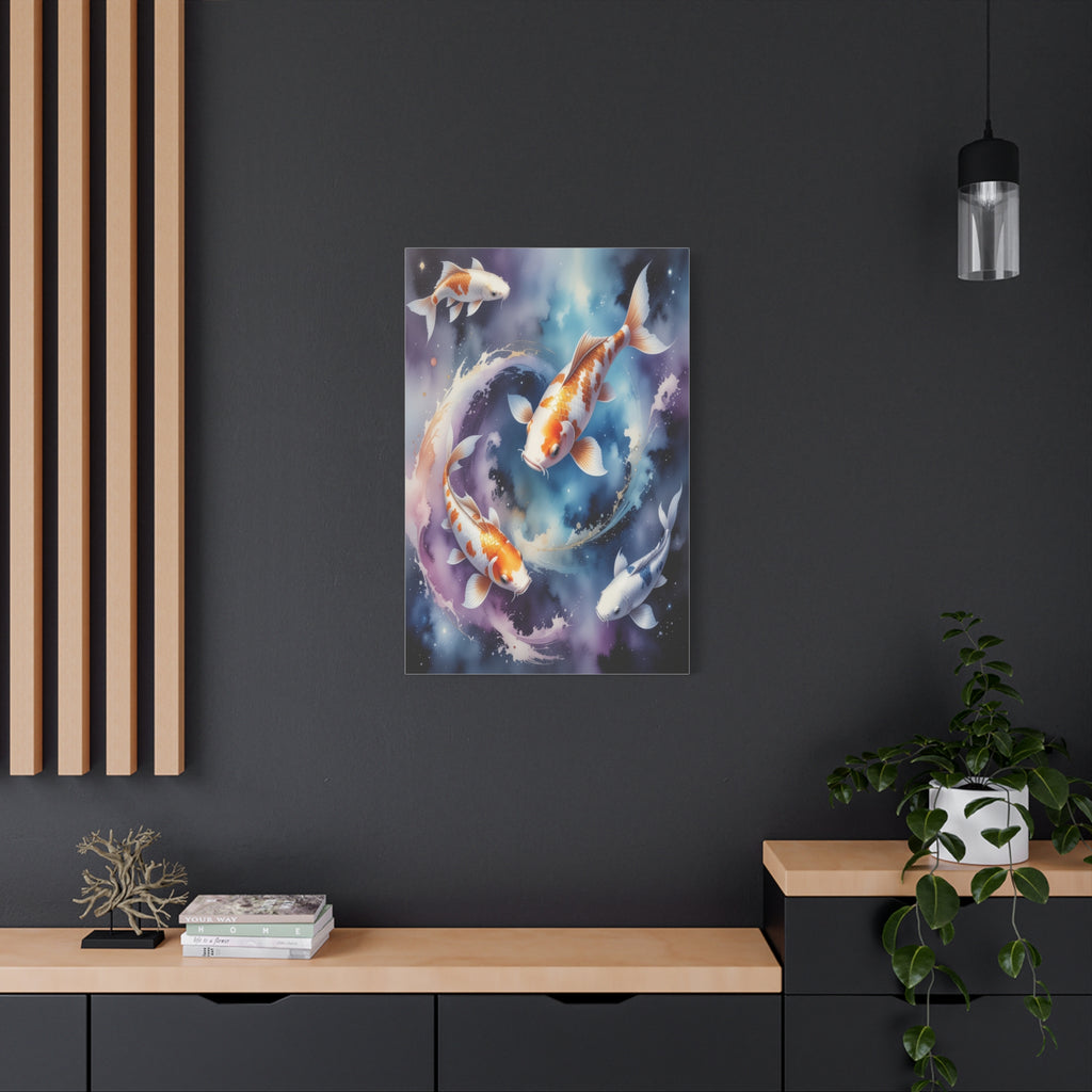 Cosmic Koi Symphony: Ethereal Underwater Space Journey, Digital Watercolor Fantasy - L’Art Suprême Canvas