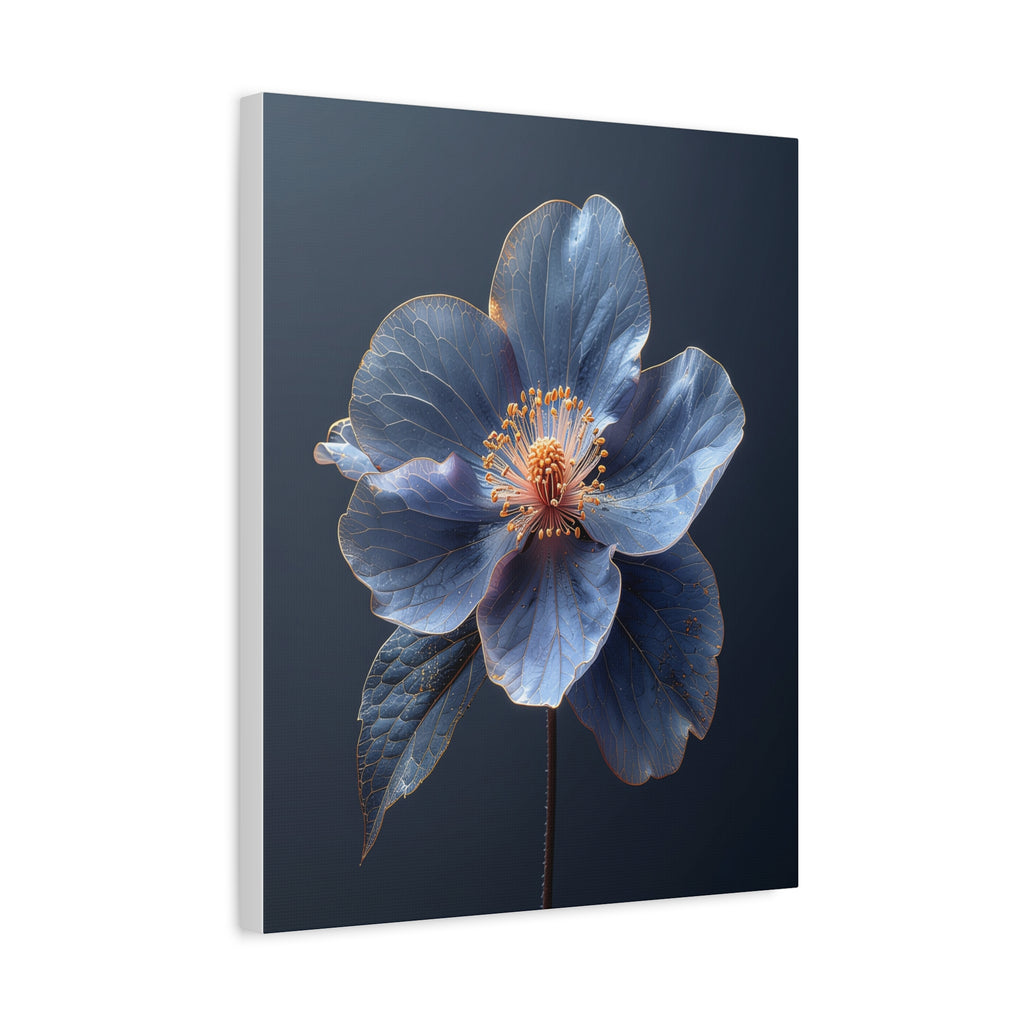 Ethereal Blue: Macro Botanical Photography, Delicate Floral Veins - L’Art Suprême Canvas
