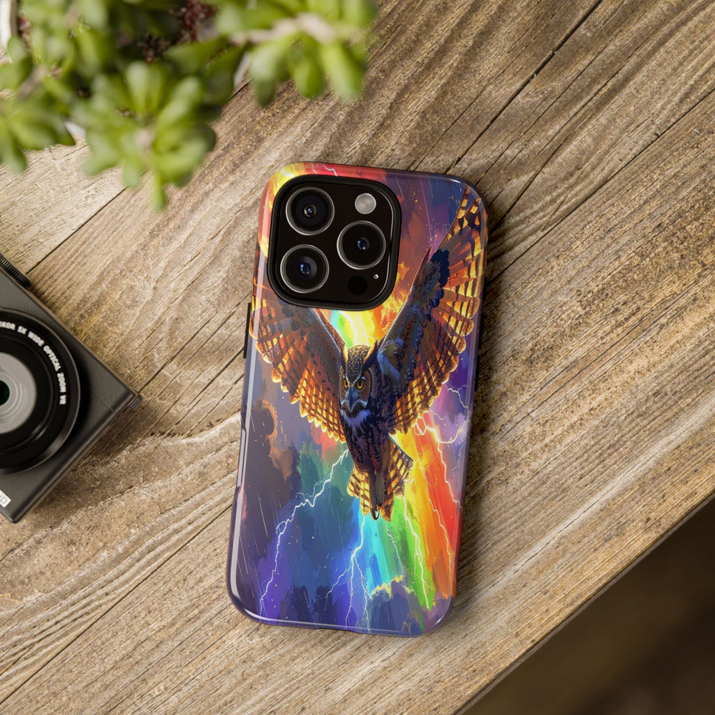 Thunderwing: Ethereal Owl in Electric Storm, Digital Fantasy Artwork - L’Art Suprême Phone Case